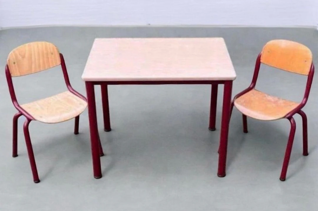 EROMES - Children's furniture (3) - Steel, Wood - Vintage school furniture