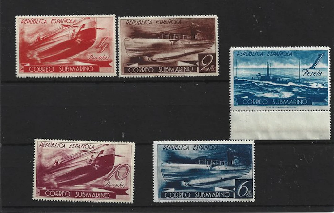 Spain - Submarine series without hinges and without the 15 pesetas. - 775/79