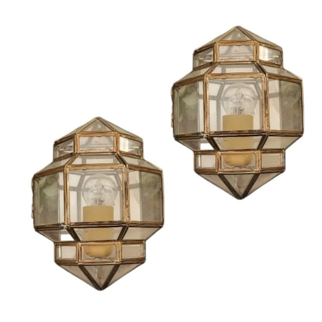 Ceiling lamp - Brass, Crystal - Two ceiling / wall lamps