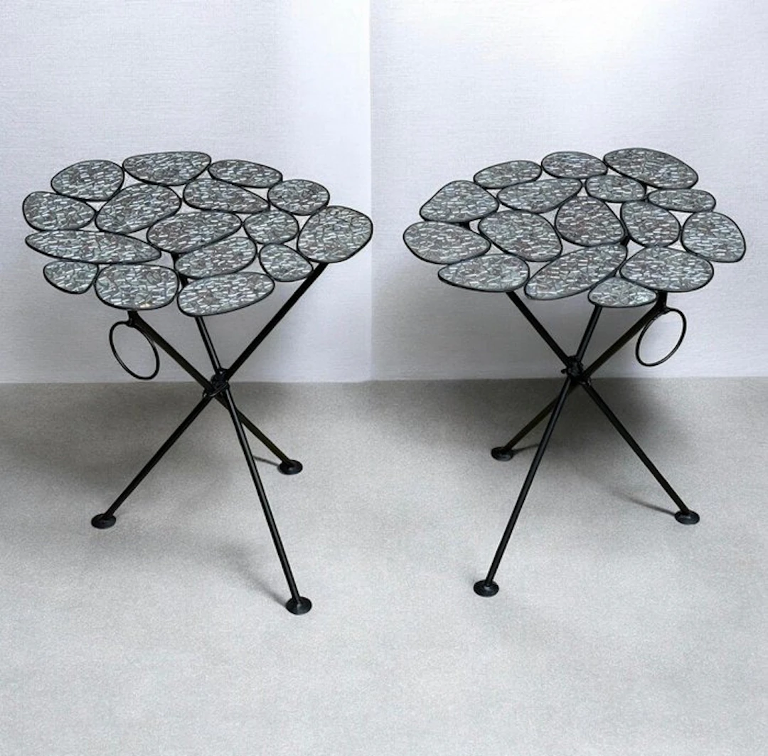 KARE Design - Side table (2) - Glass, Steel - Foldable tripod
