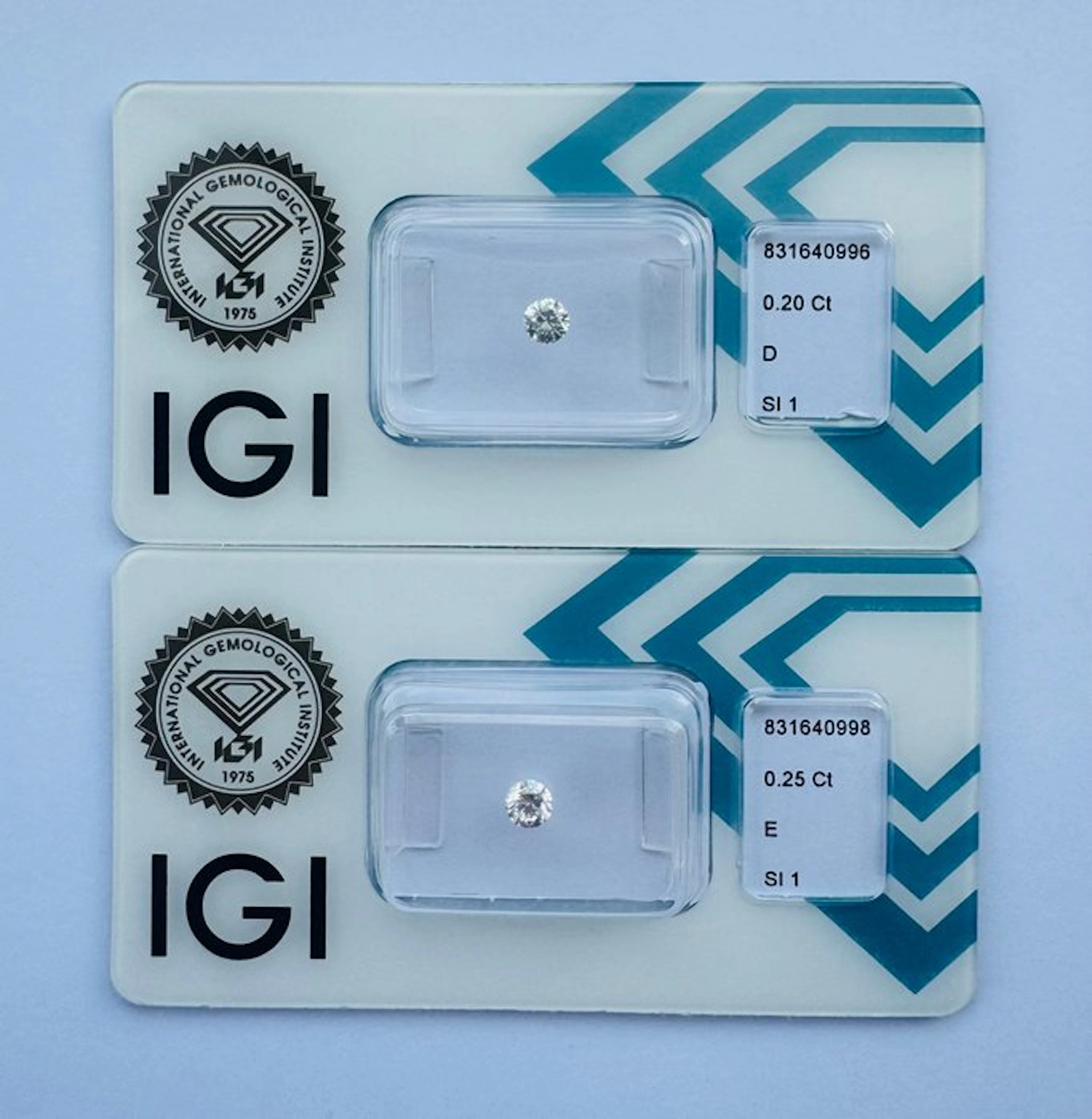 No reserve price - 2 pcs Diamond (Natural) - 0.45 ct - Round - D (colourless)