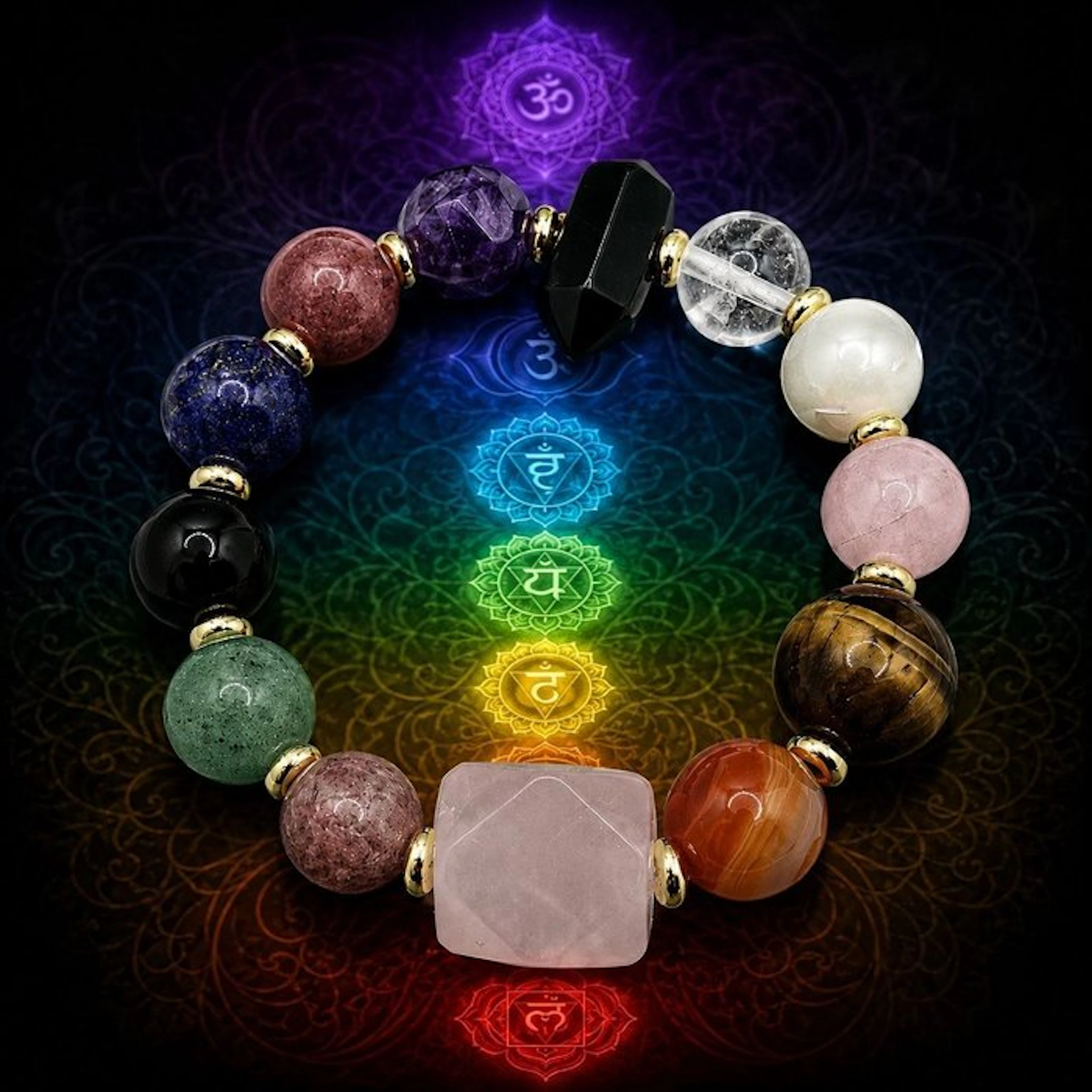 Beautiful 7-Chakra bracelet with natural minerals...