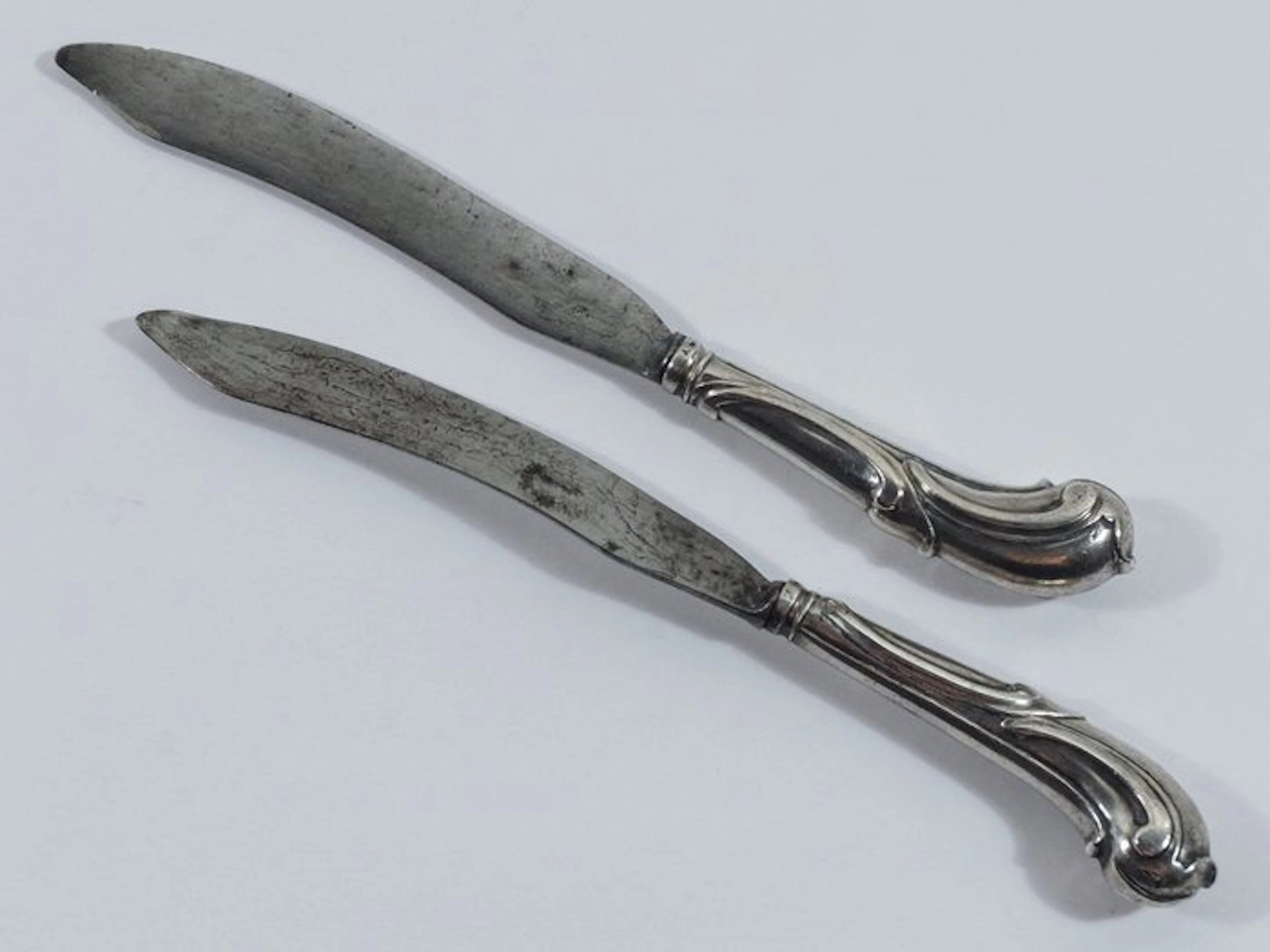 Cutlery set (2) - Silver - Rococo pistol-grip measurements