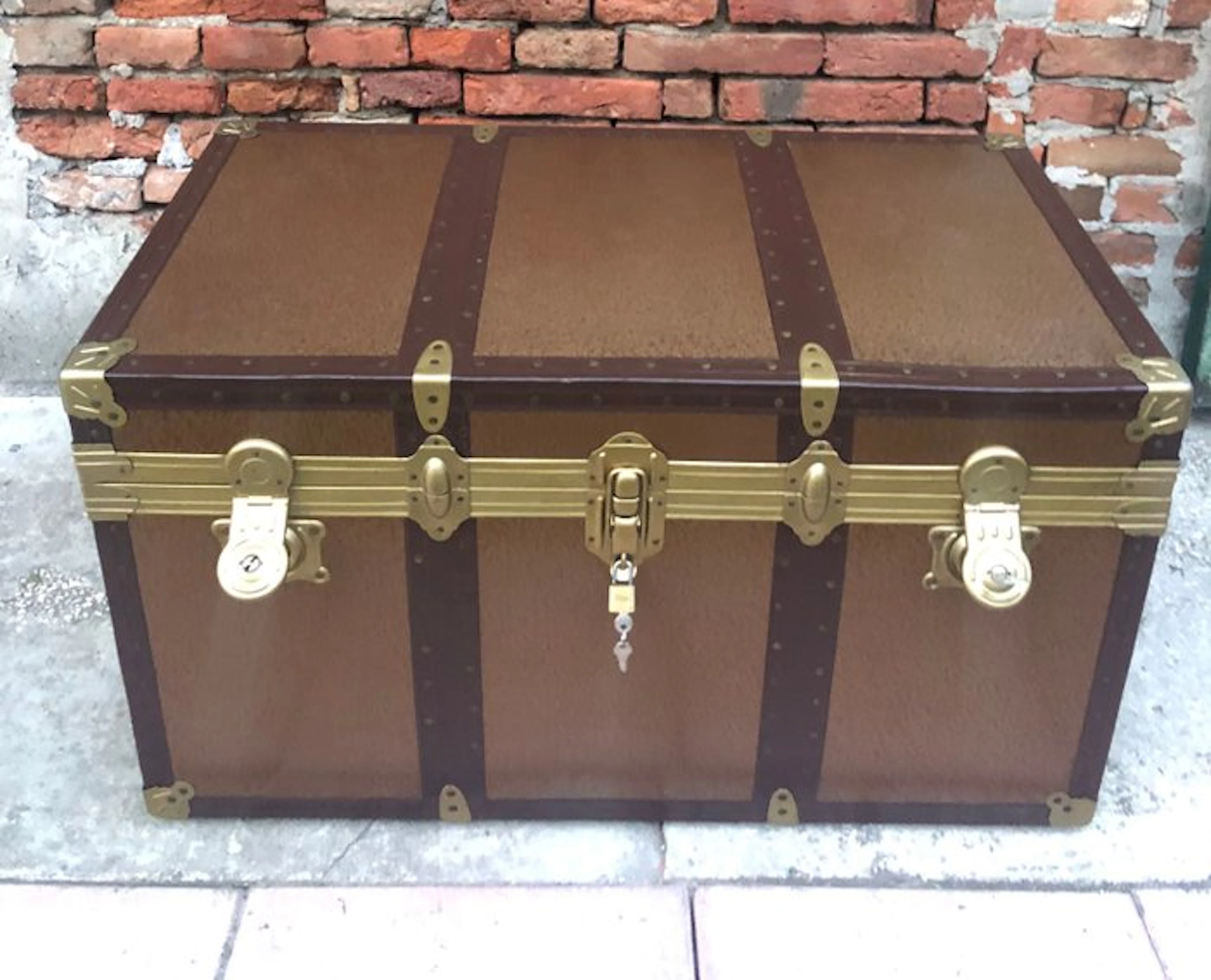 Fiam - Portmanteau - wood and brass - Travel trunk