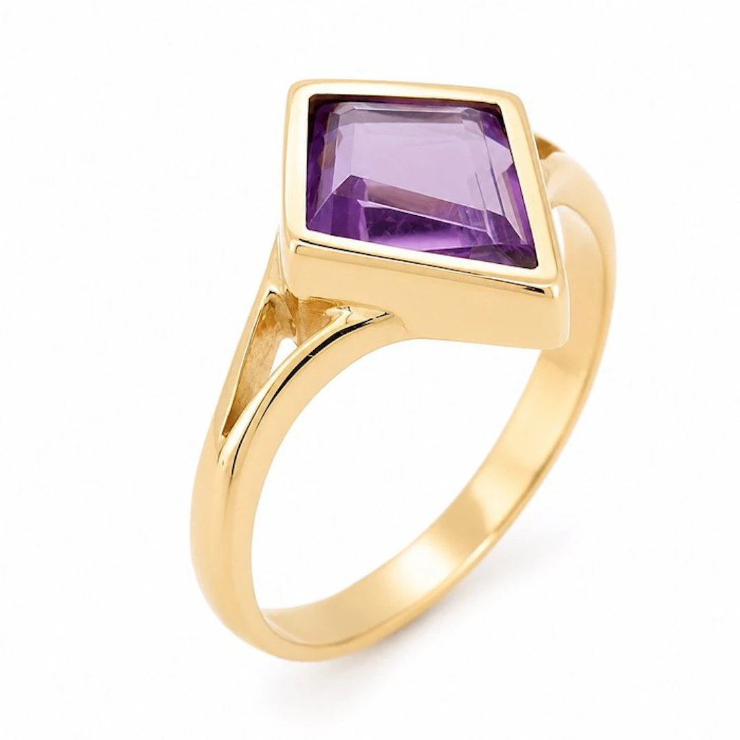 Ring - 18 kt. Yellow gold - 2.20ct. tw. Amethyst - Made in Italy - Handmade