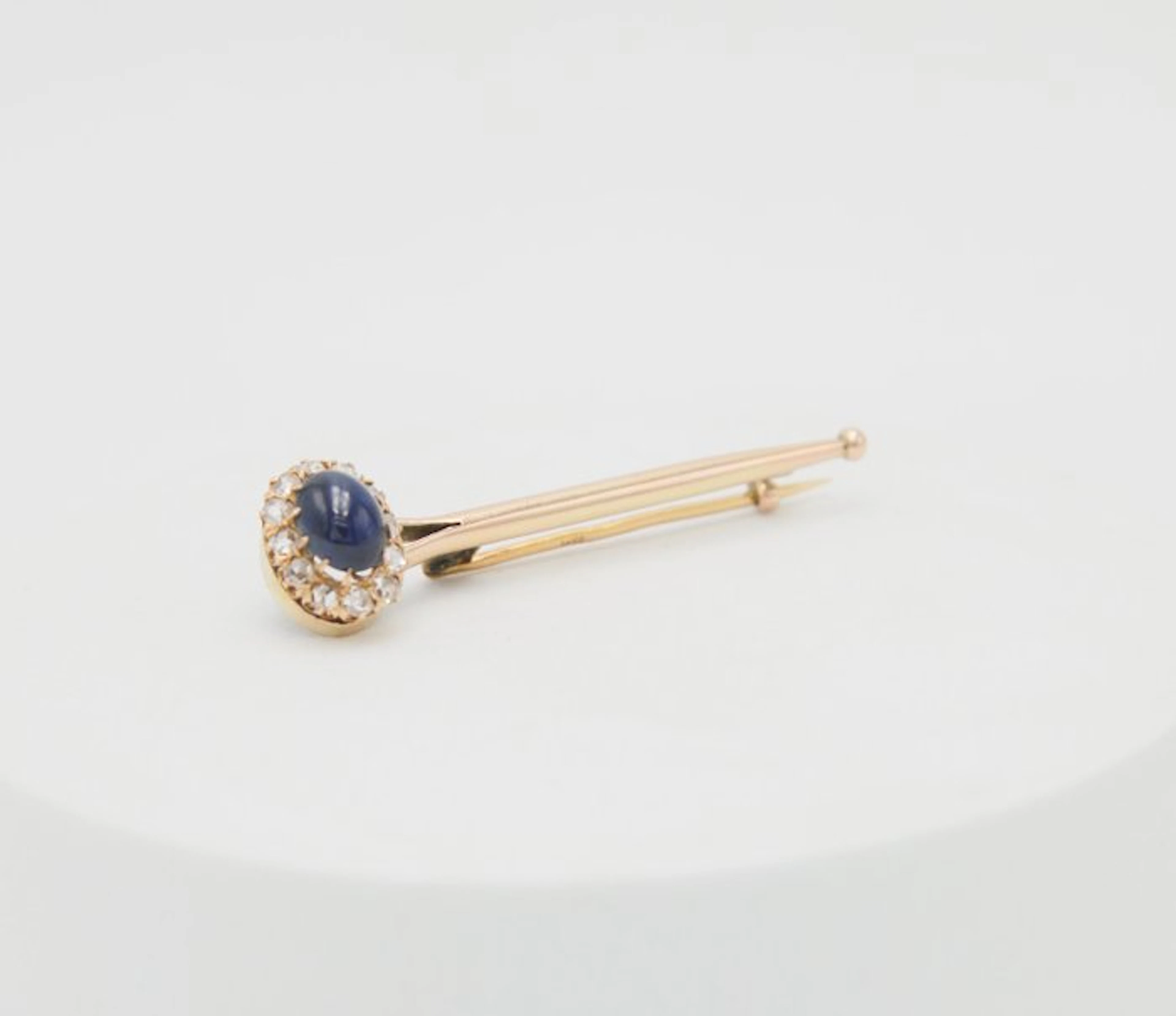 Brooch - 14 kt. Rose gold Diamond (Natural) - Sapphire
