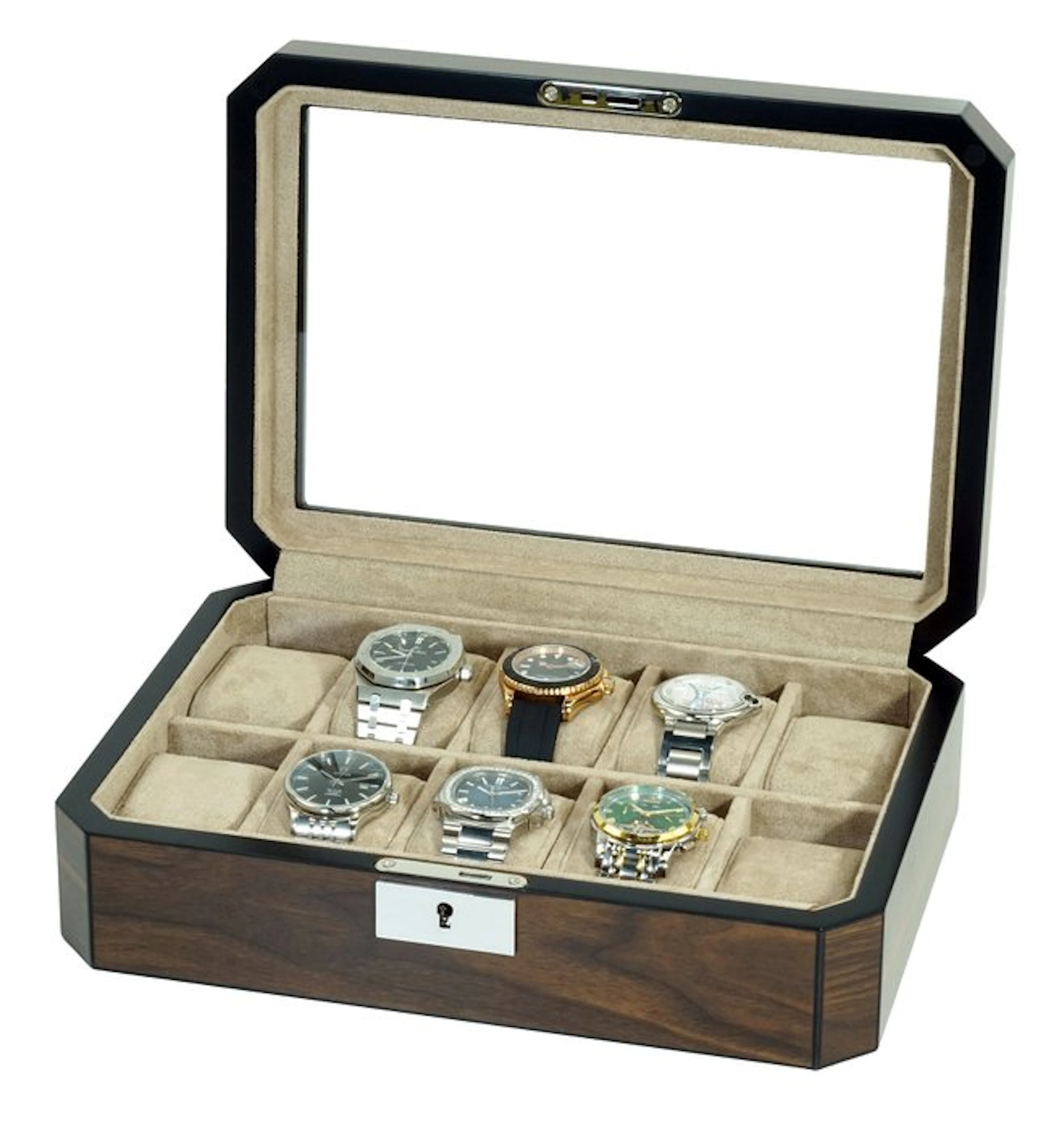 Prestige - Jewellery box - Octagonal veneer wood watch box - Wood