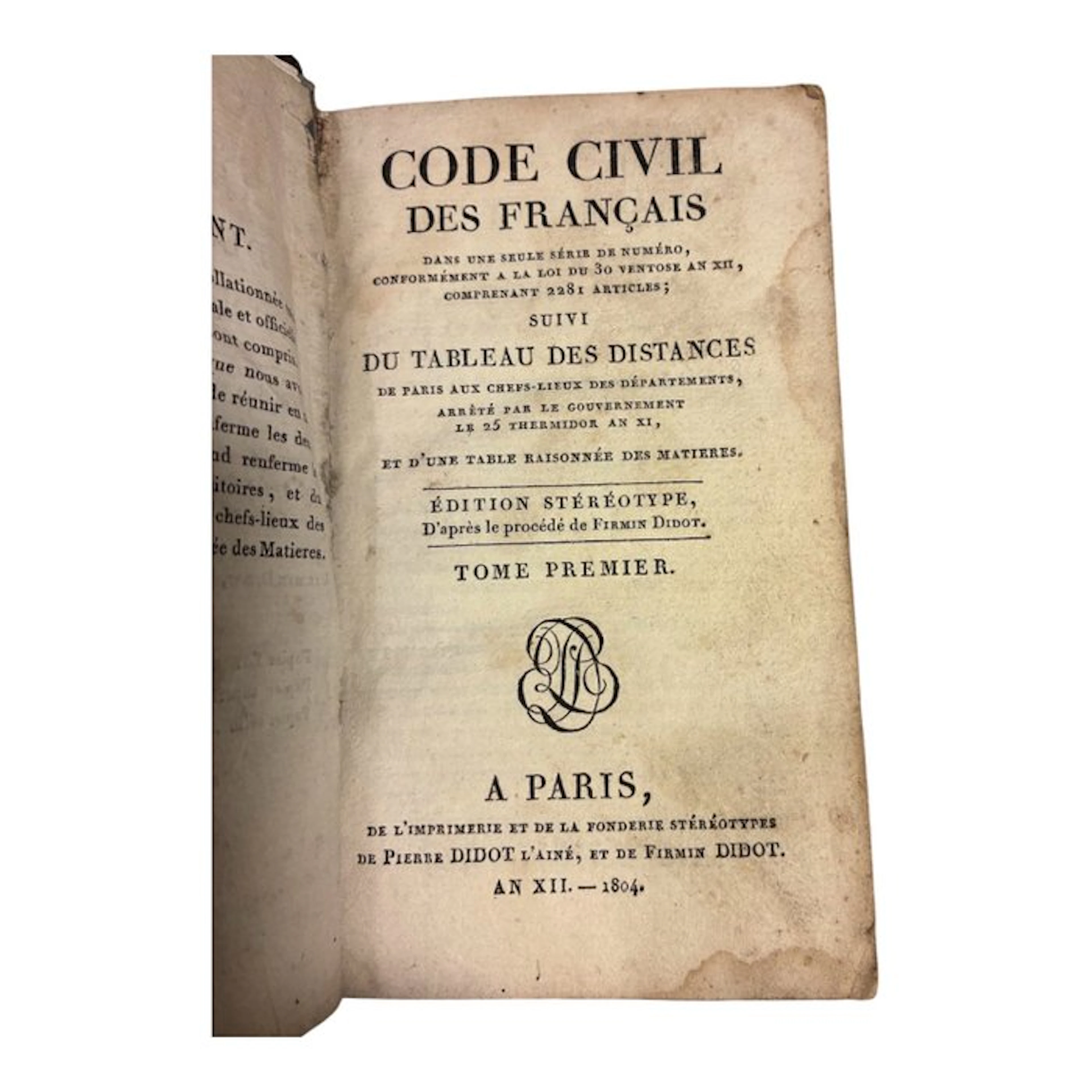 Napoléon 1er - Code Civil des Français - 1804