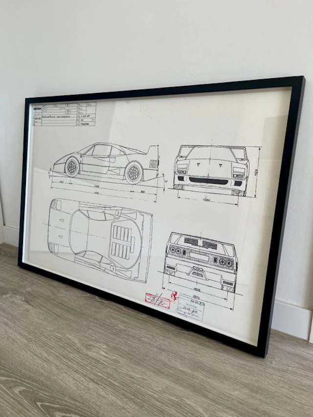 Ferrari F40 - Technical Drawing - Frame - Design