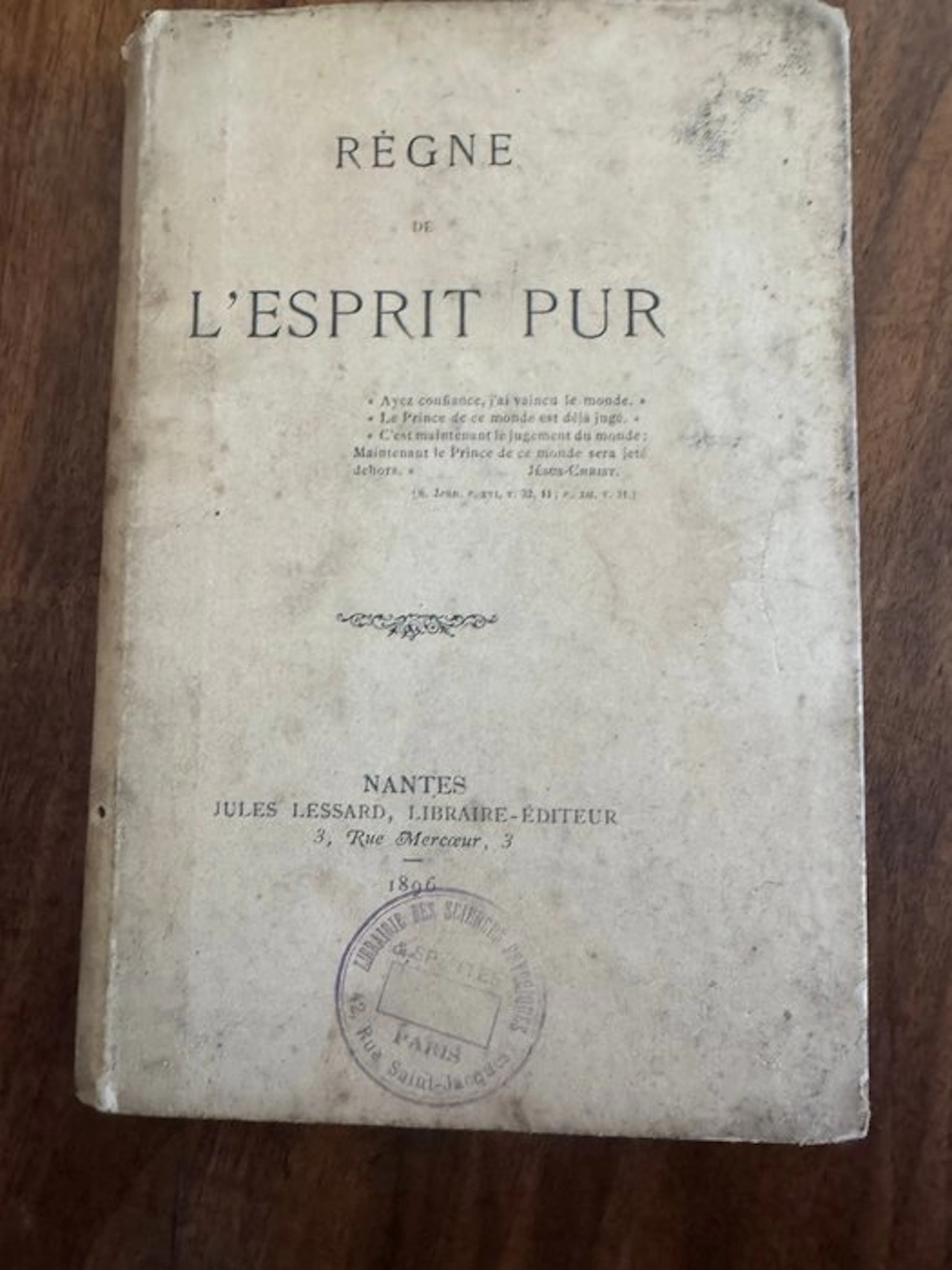 [Fauvety, Charles ] - Règne de l’Esprit pur. - 1896