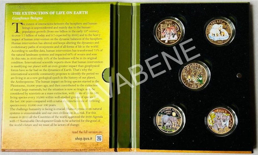 Italy. 5 Euro 2020/2024 "Animali In Via Di Estinzione" (5 coins incl