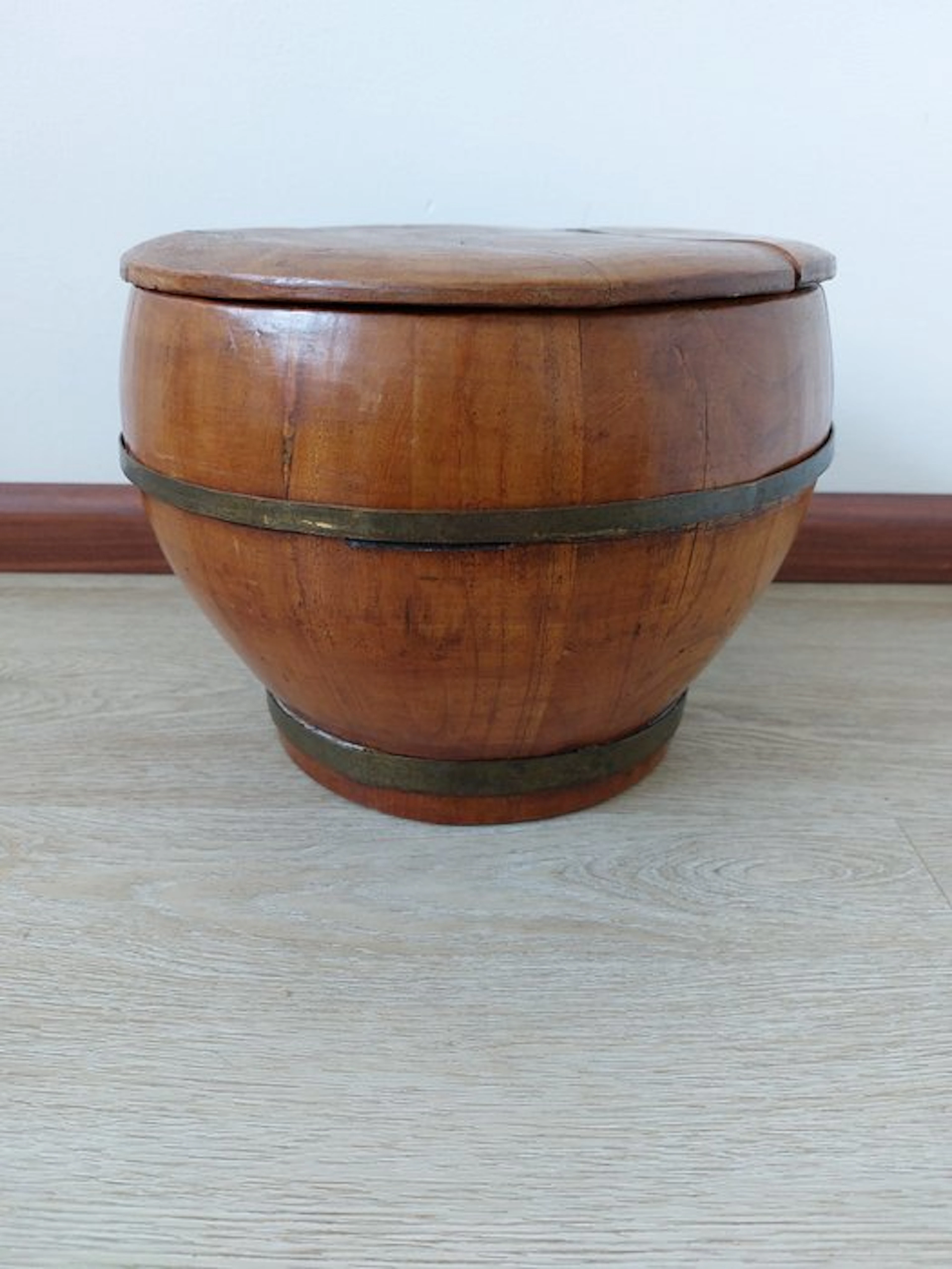 Bucket - Wood, Brass - Rice/grain emmer
