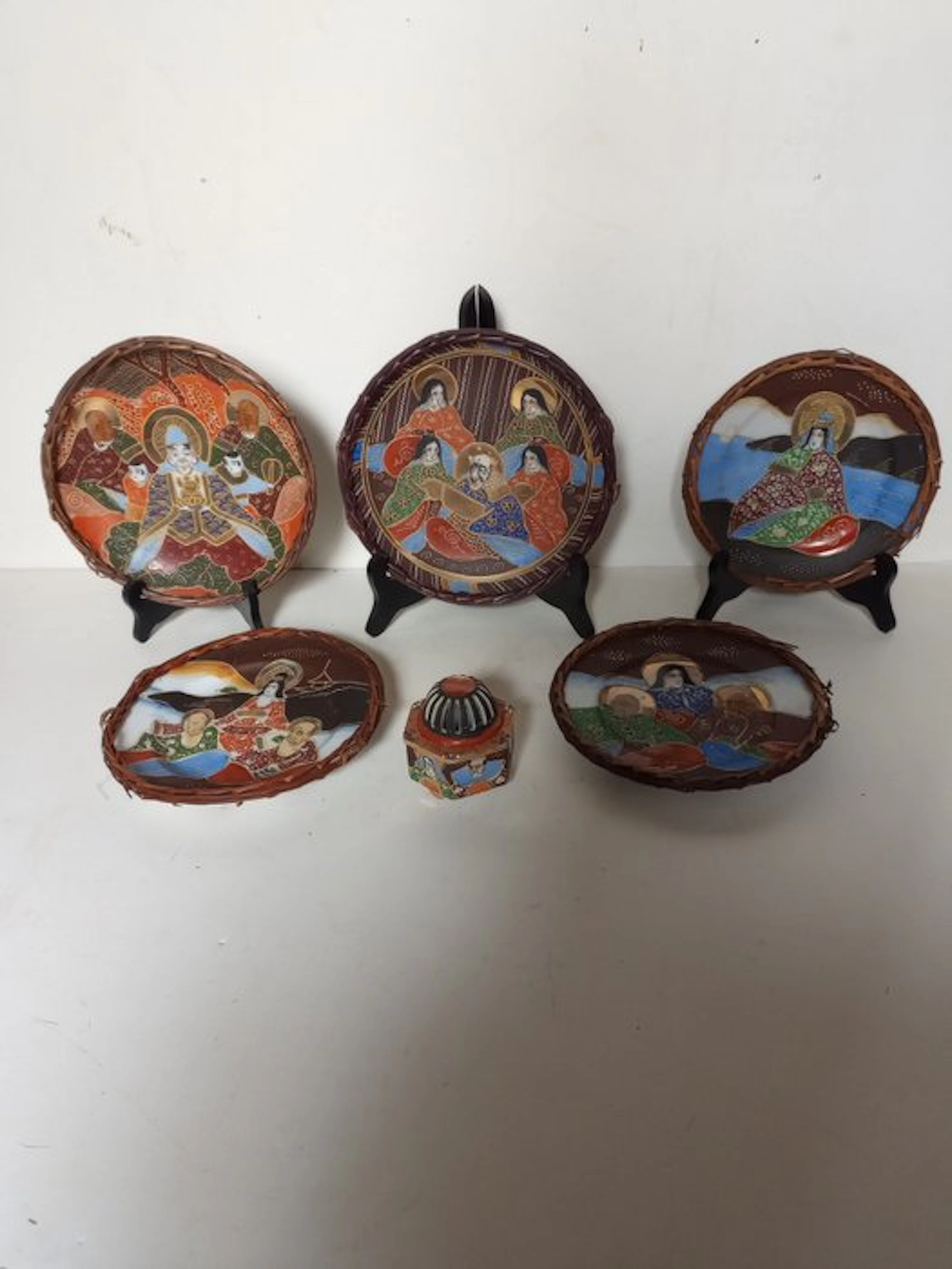 Plate (6) - Porcelain, Rattan - Satsuma porcelain