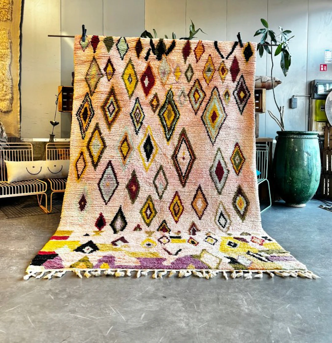 Large Moroccan Boujad Rug – Handwoven Berber Wool Carpet...