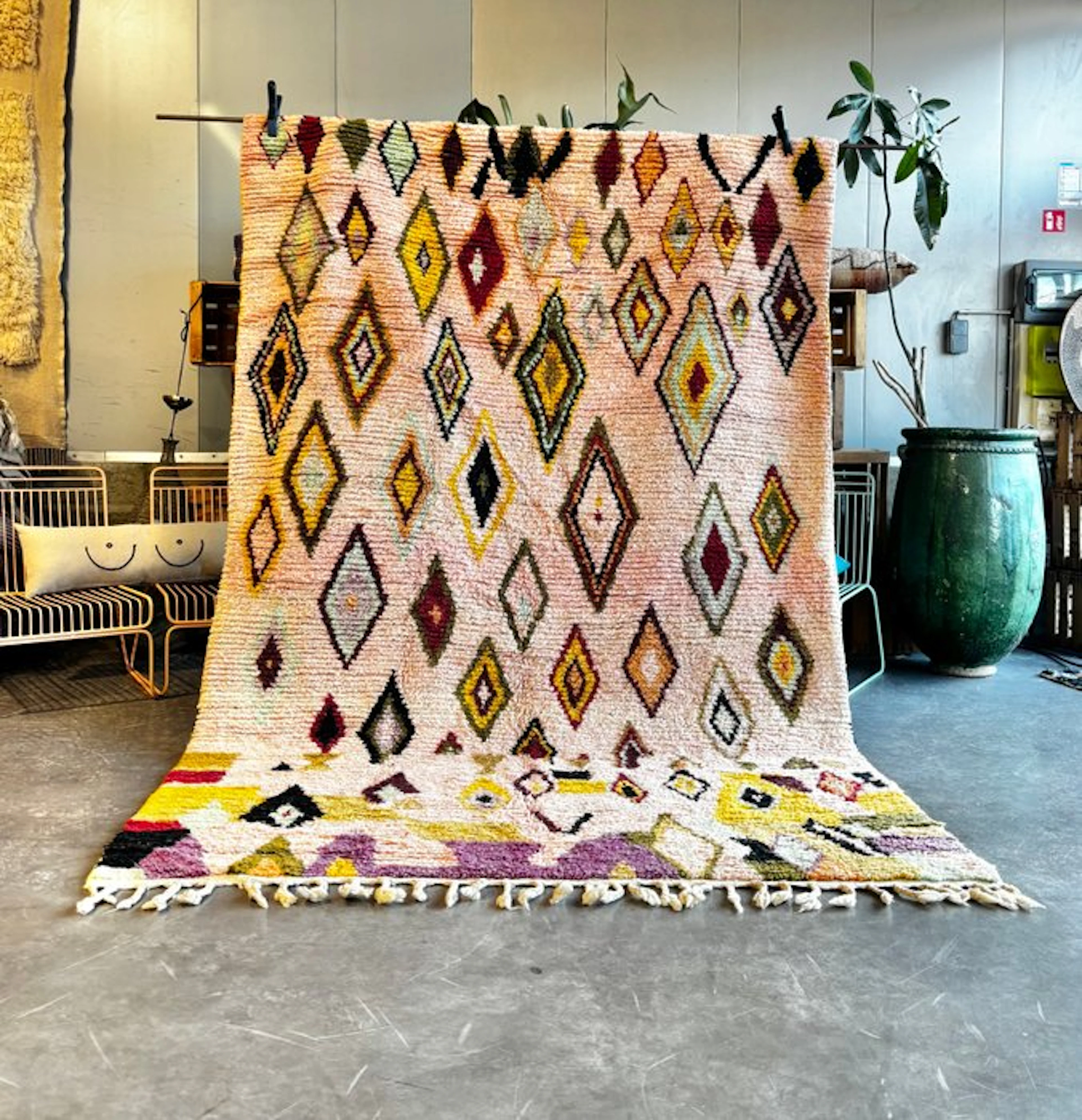 Large Moroccan Boujad Rug – Handwoven Berber Wool Carpet...