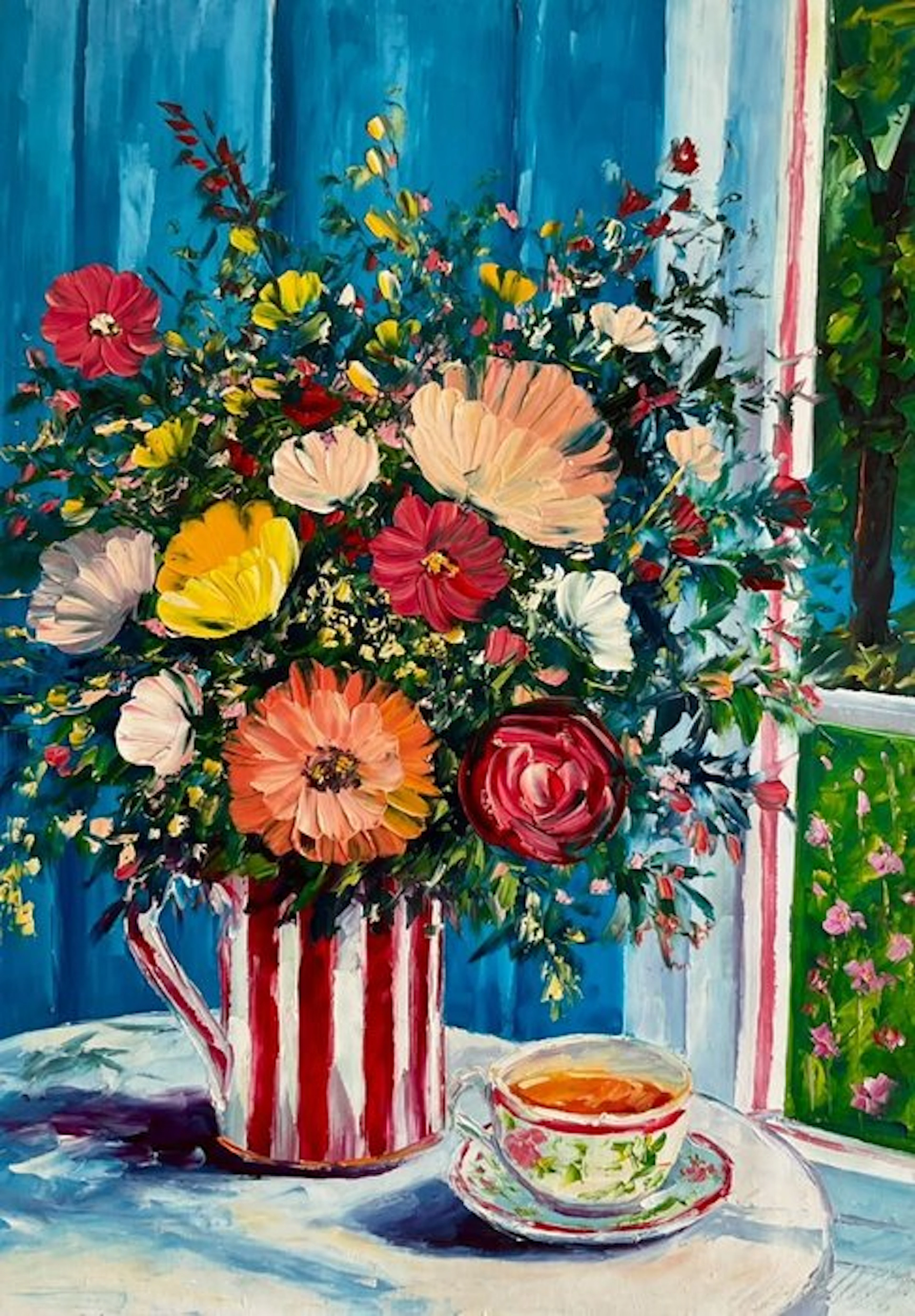 Yuni R. P - Flores y té junto a la ventana