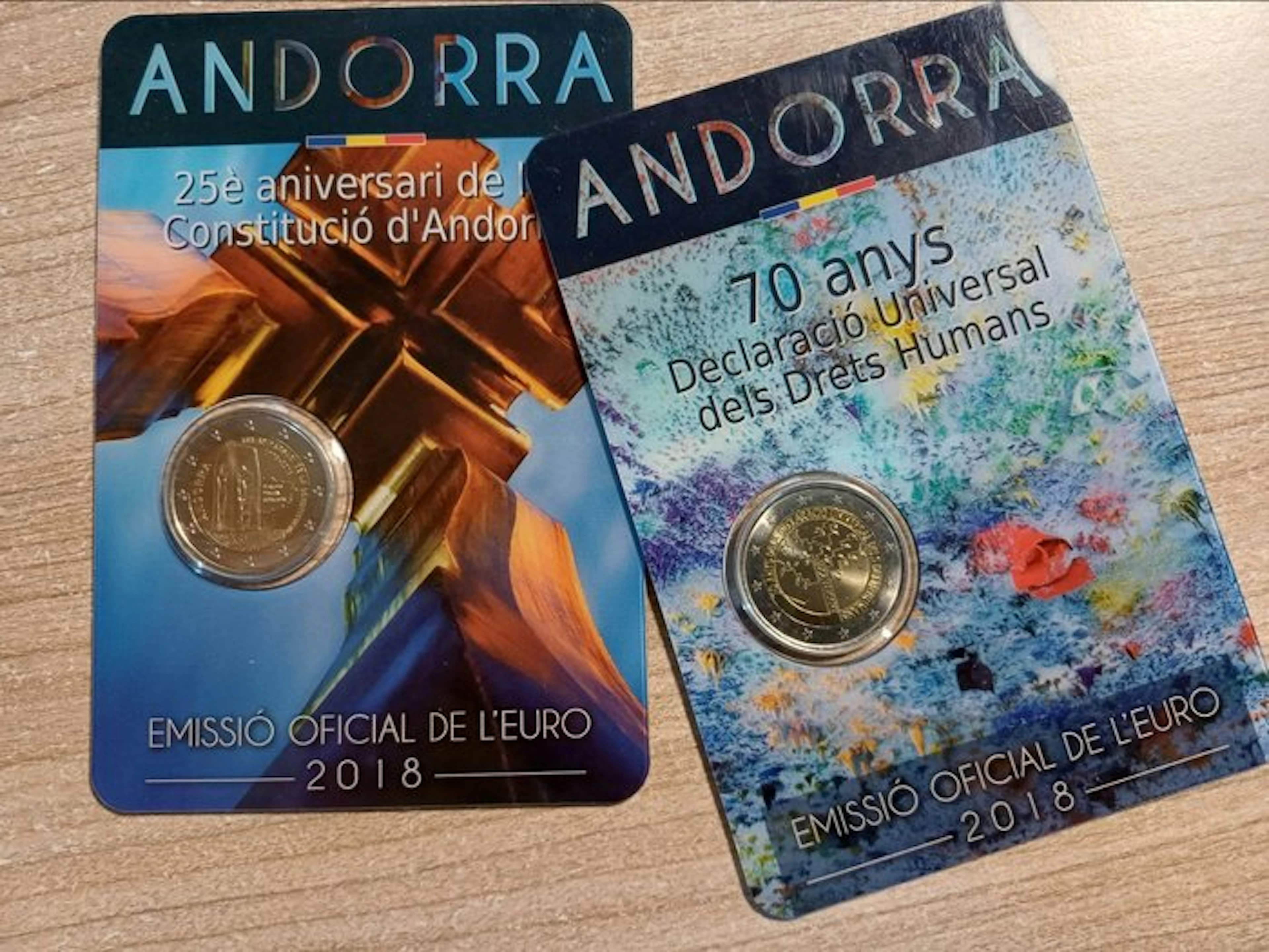 Andorra. 2 Euro 2018 "Constitution" + "Human Rights" (2...