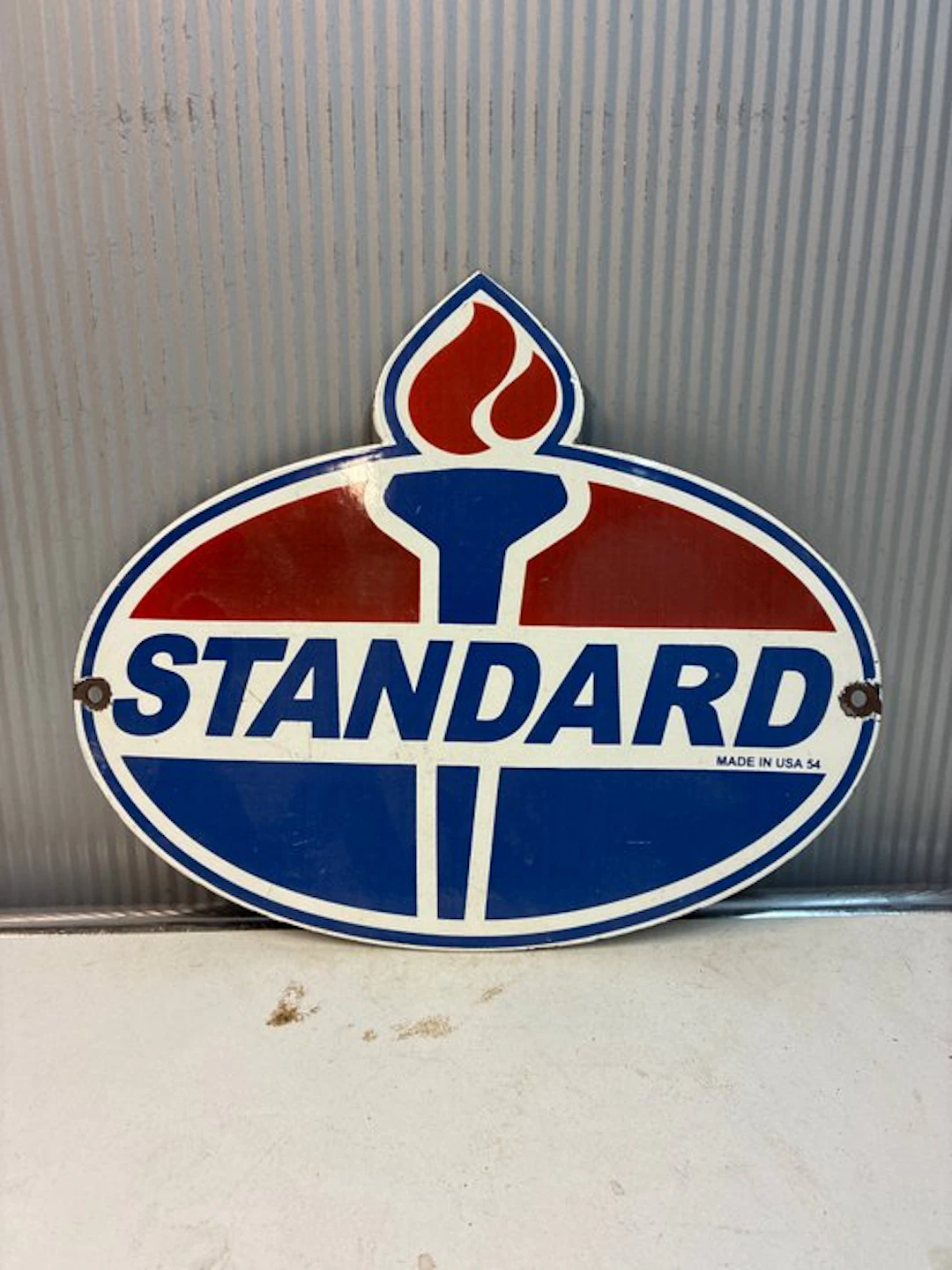 Standard Oil – Torch Logo – Contour enamel advertising...