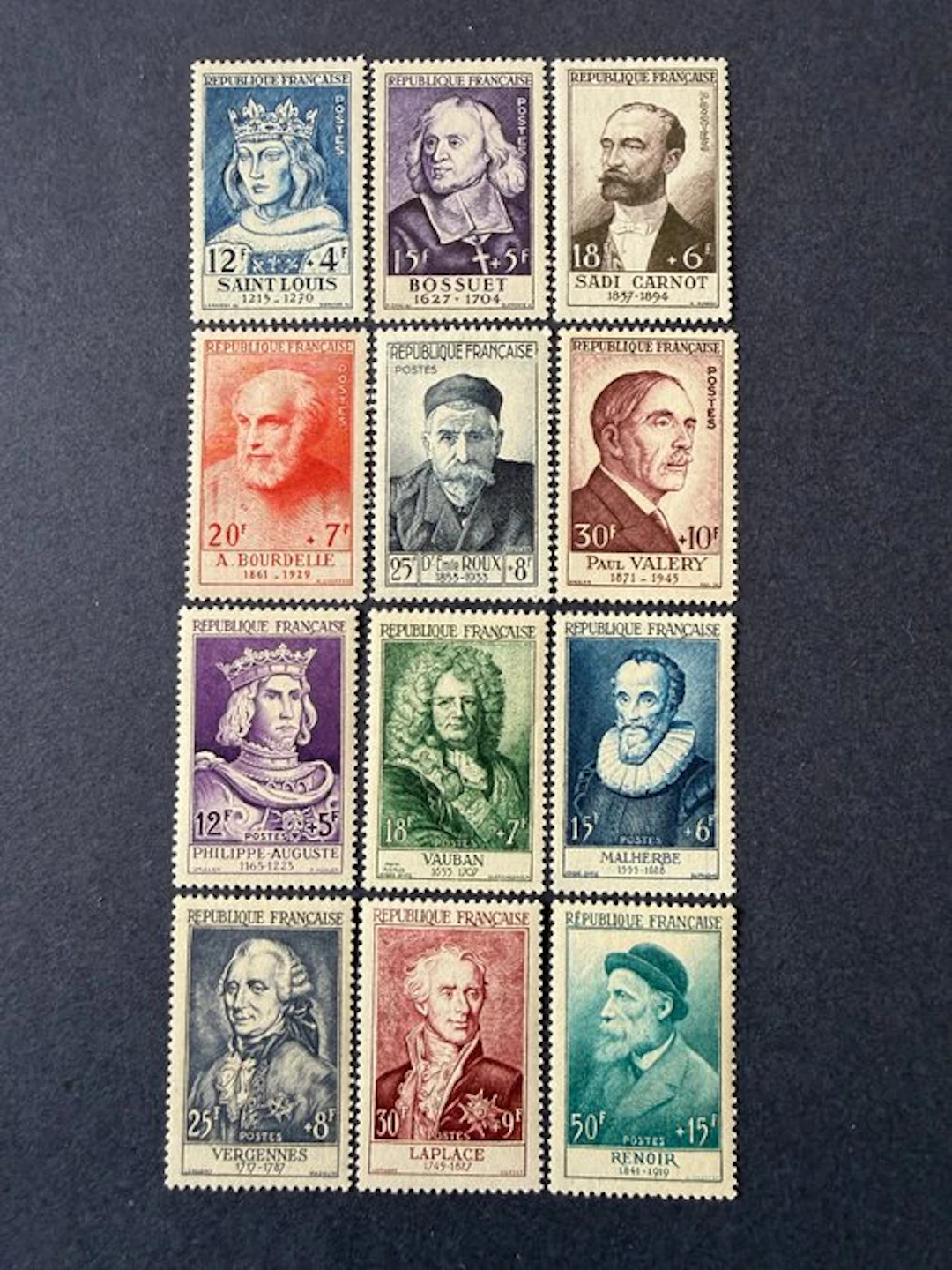 France - Yvert 989/994 and 1027/1032 'Personnages' stamps...