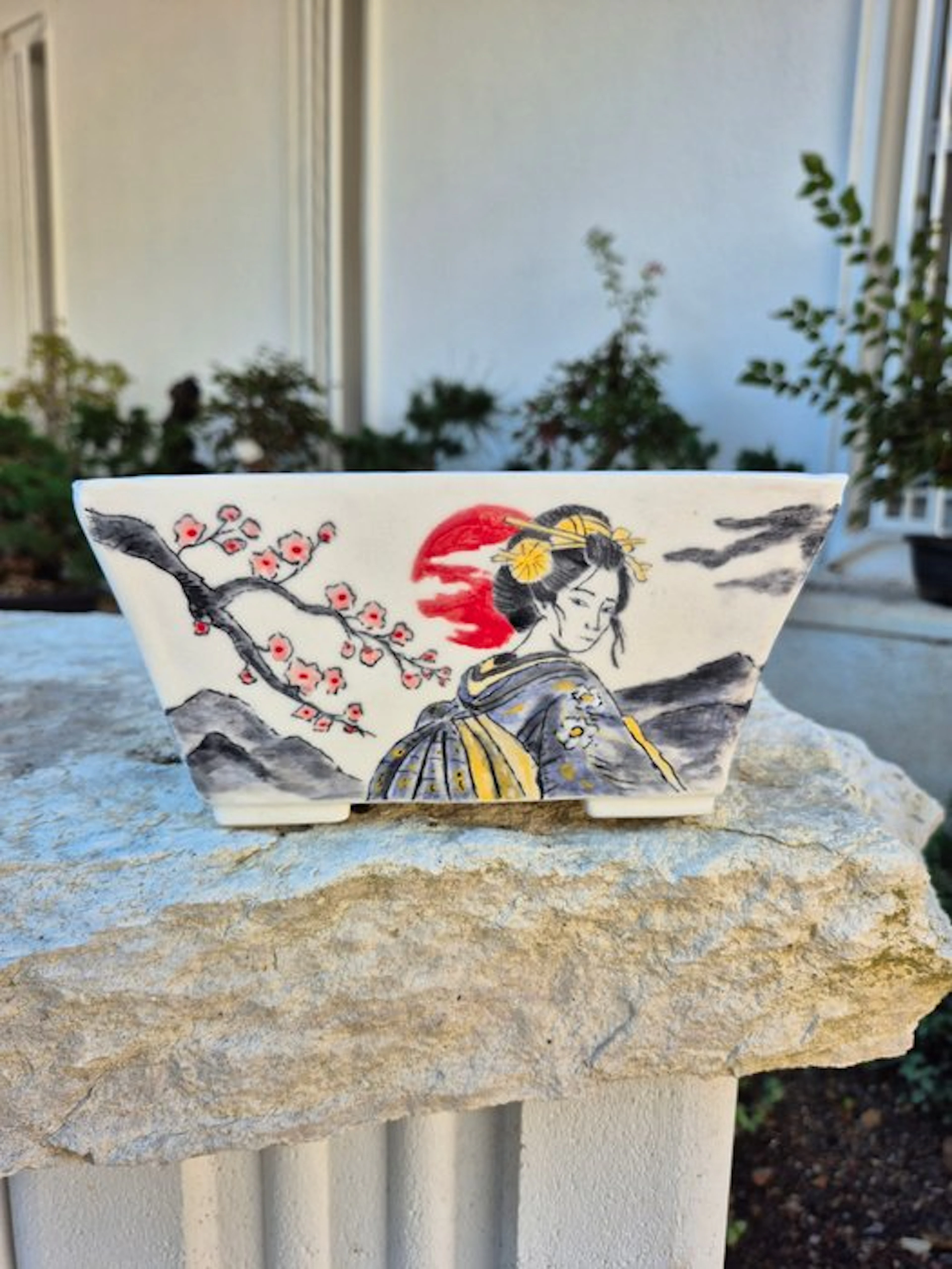 Pot - Ceramic - Hand-Painted Bonsai Pot
