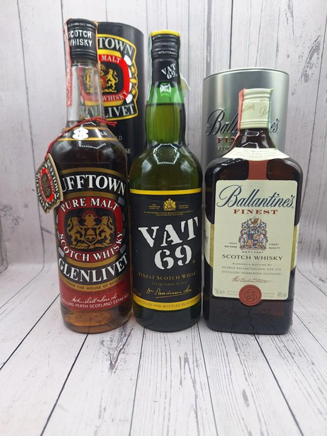 Dufftown Glenlivet 8yo + VAT 69 + Ballantine's Finest - 70cl, 75cl - 3 bottles