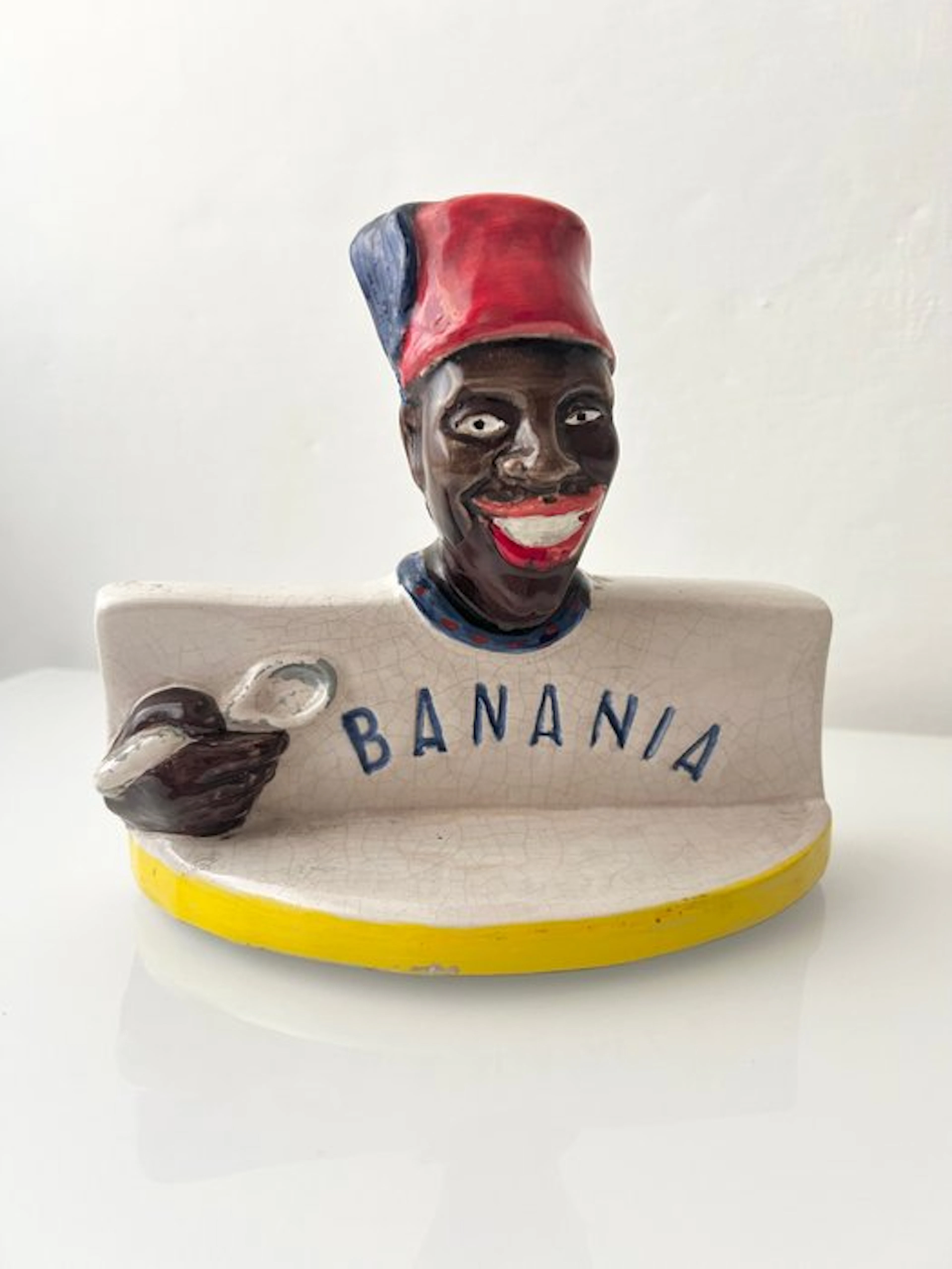 antico espositore da banco - BANANIA Advertising figure - Ceramic - 1940-1950
