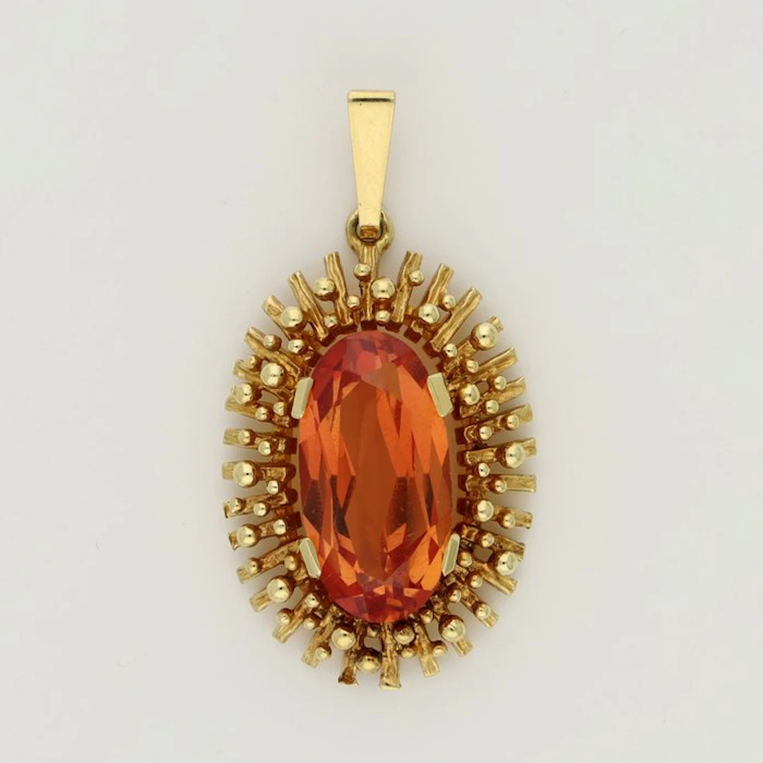 Pendant - 14 kt. Yellow gold Sapphire