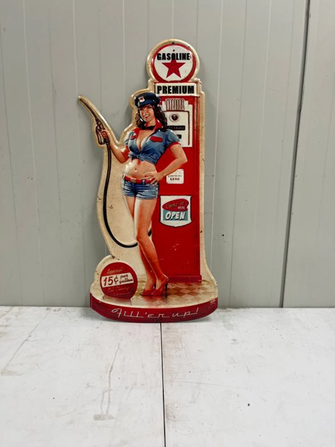 Gasoline Premium – Pin-up & Gasoline Pump – Metal Sign –...