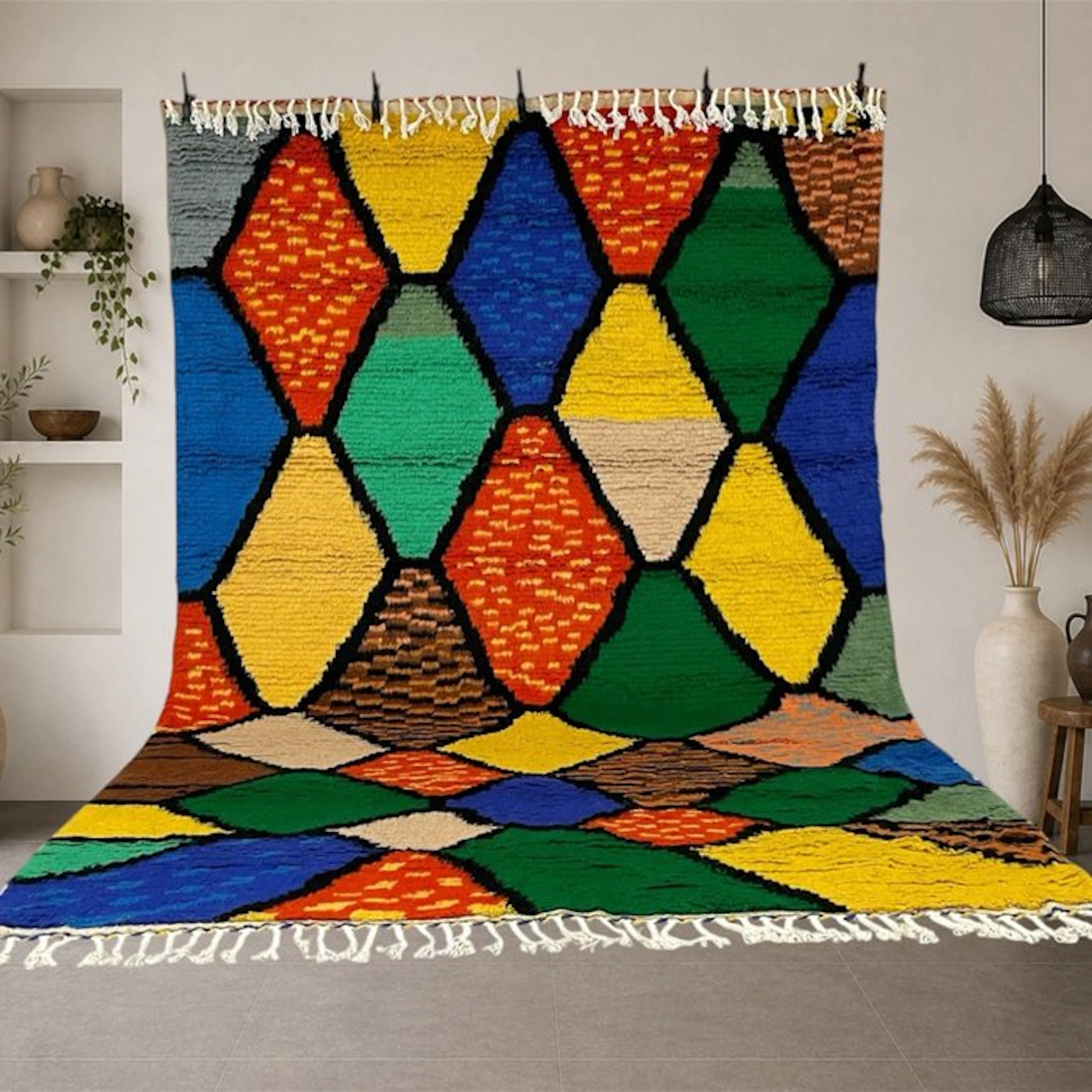 Berber, Large Azilal Moroccan rug in modern bohemian...