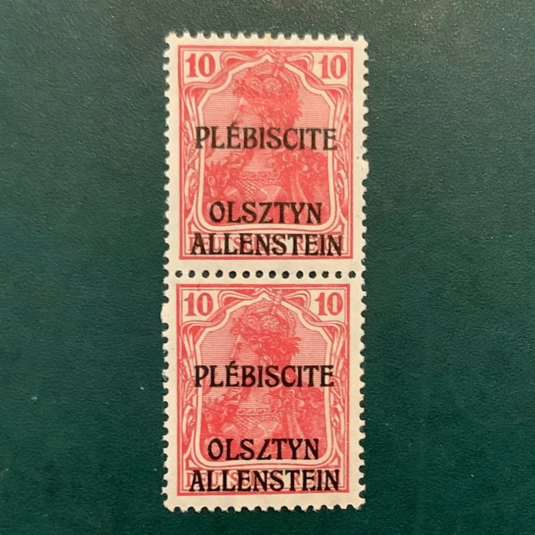 allenstein 1920 - 10 Pf in a pair where the lower stamp...