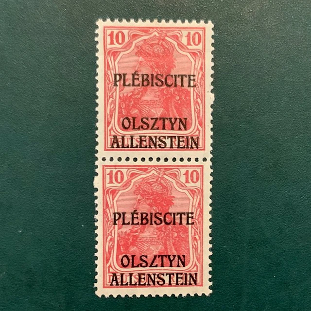 allenstein 1920 - 10 Pf in a pair where the lower stamp...