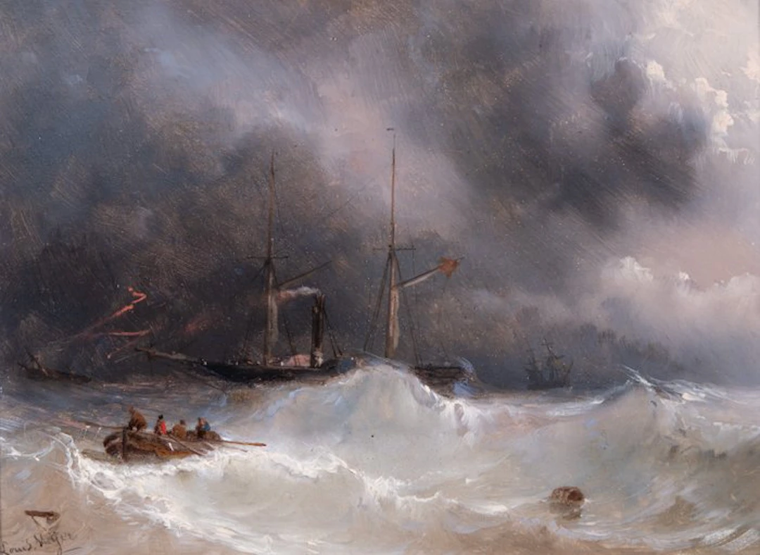Louis Meijer (1809-1866) - Onweer op Zee (No Reserve)
