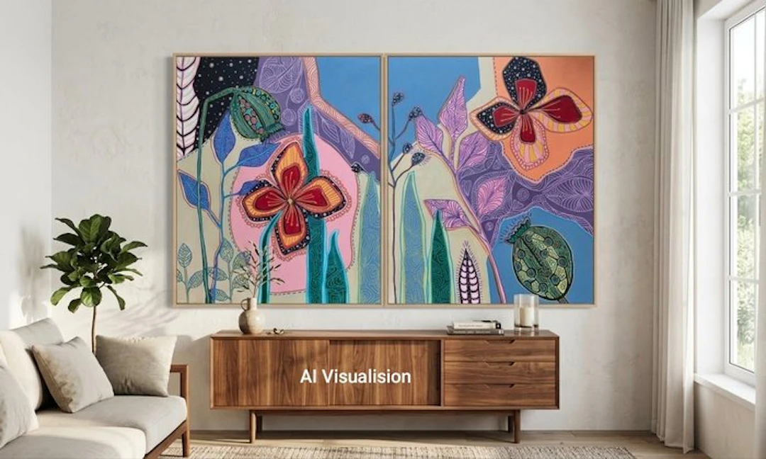 Hajer Aloui - Jardin Graphique (N°4) - Diptyque Botanique (100*61cm)