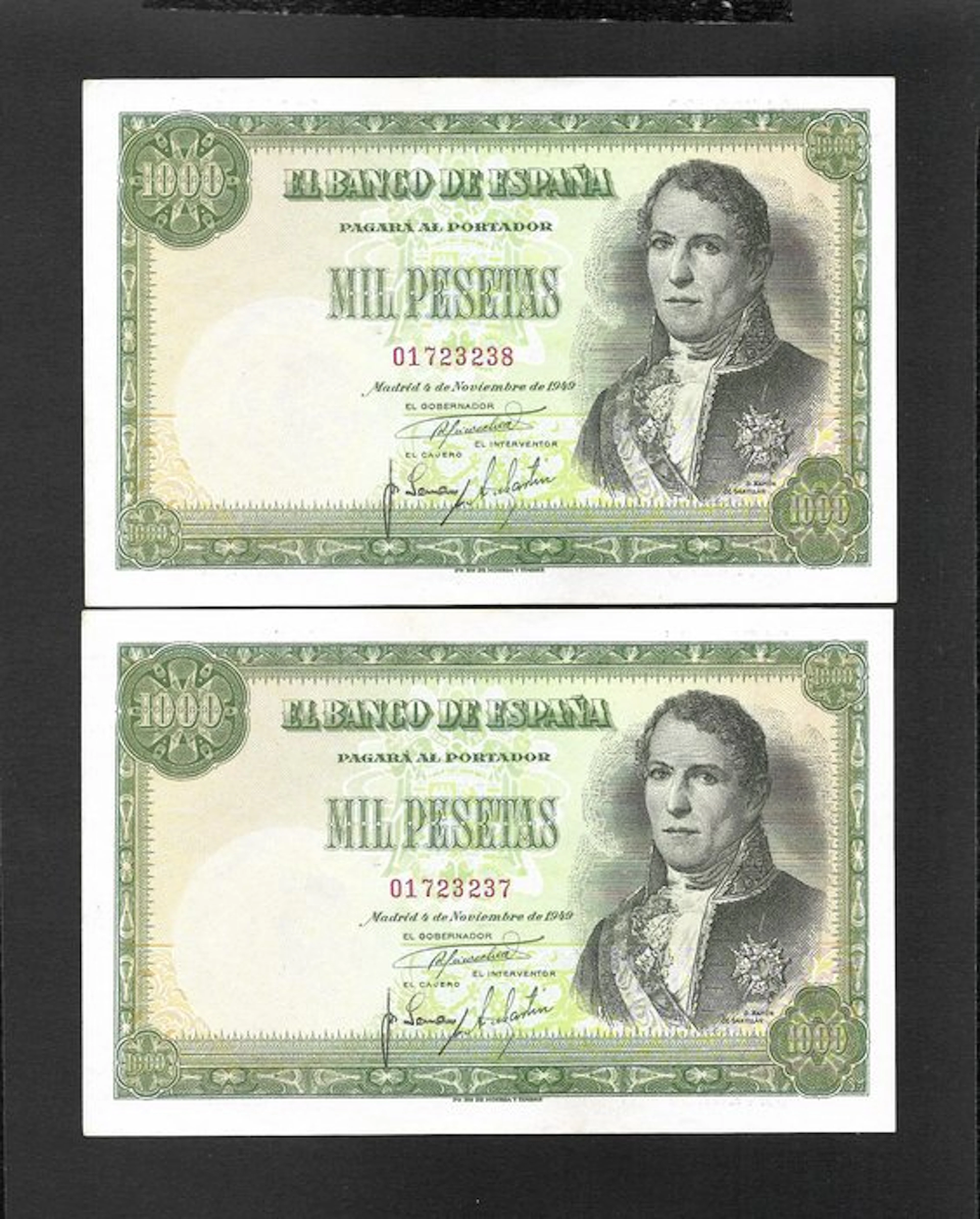 Spain. - 2 x 1000 Pesetas 1949 - Consecutive - Pick 138