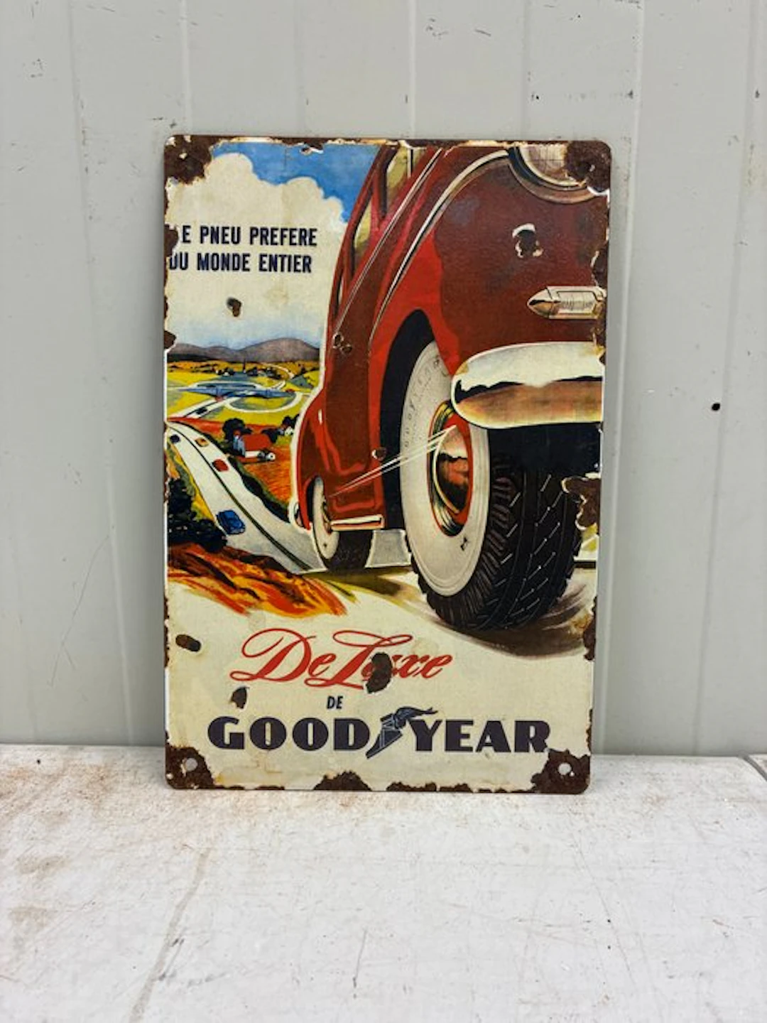 Goodyear – "The World's Favorite Tire" – vintage-style enameled advertising