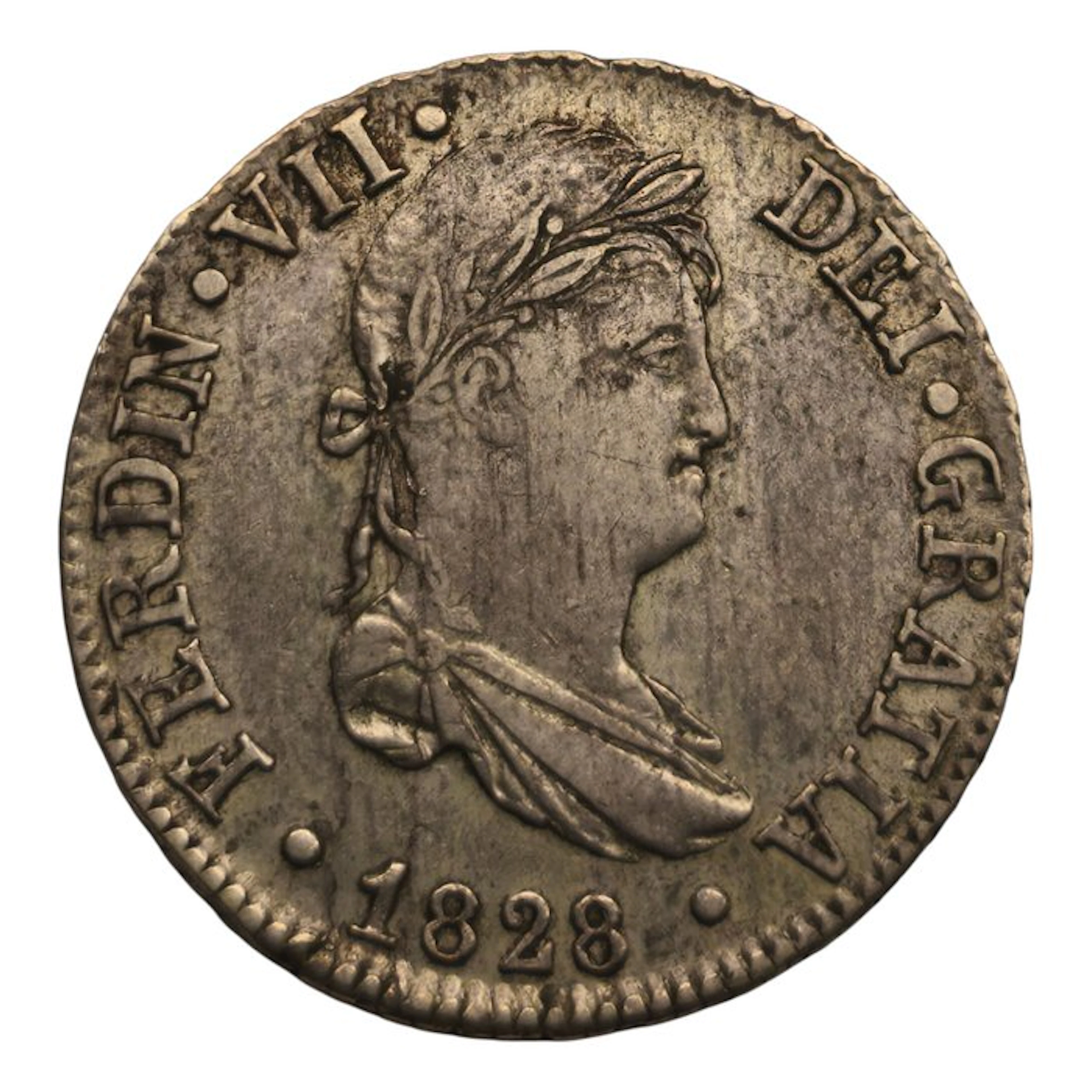 Spain. Fernando VII. 2 Reales 1828 Sevilla JB