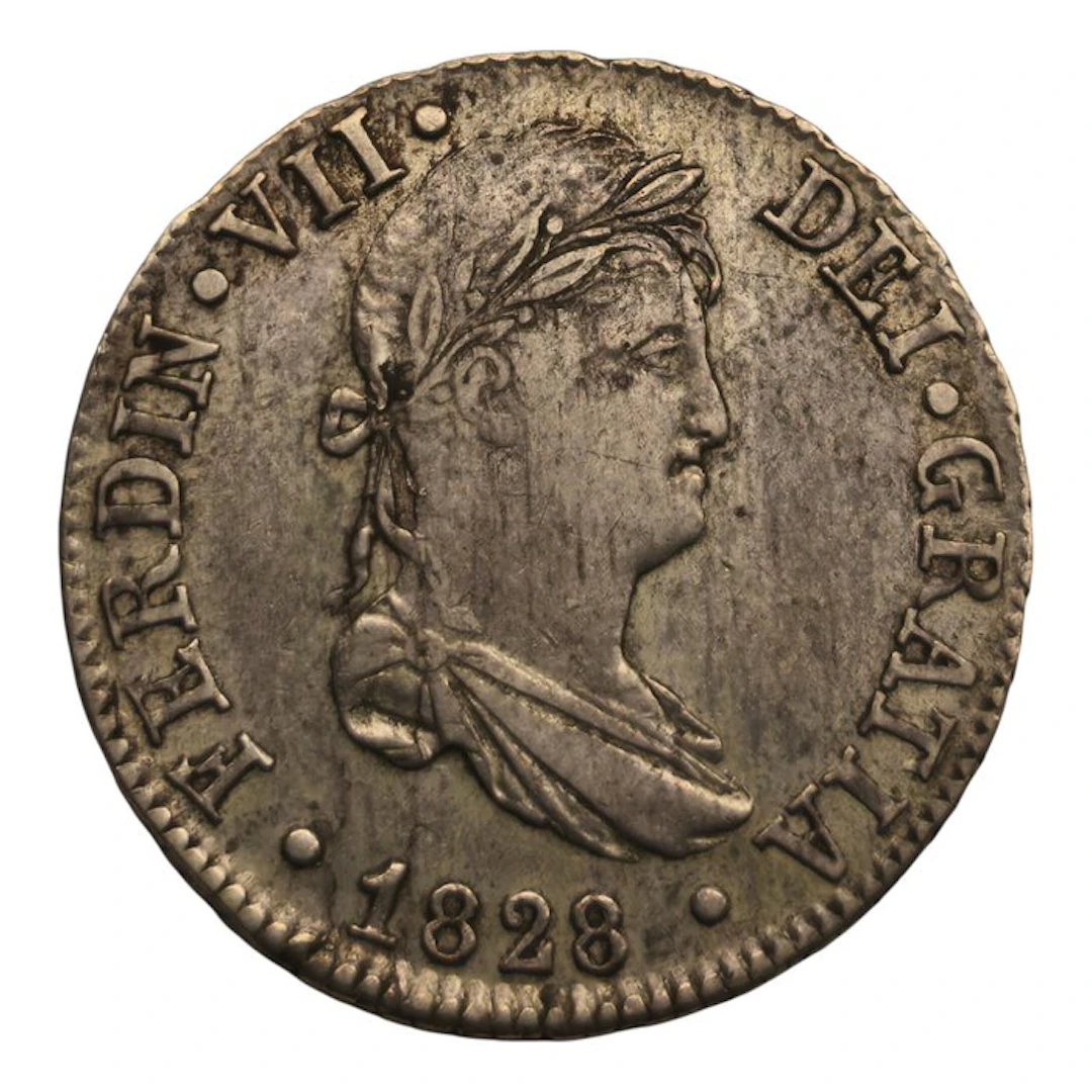 Spain. Fernando VII. 2 Reales 1828 Sevilla JB