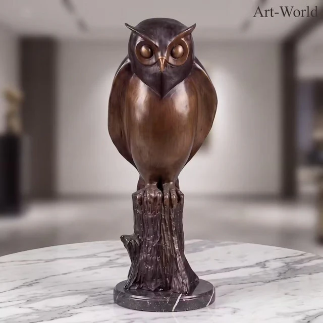 Statue, Exclusief XL bronzen sculptuur van een uil