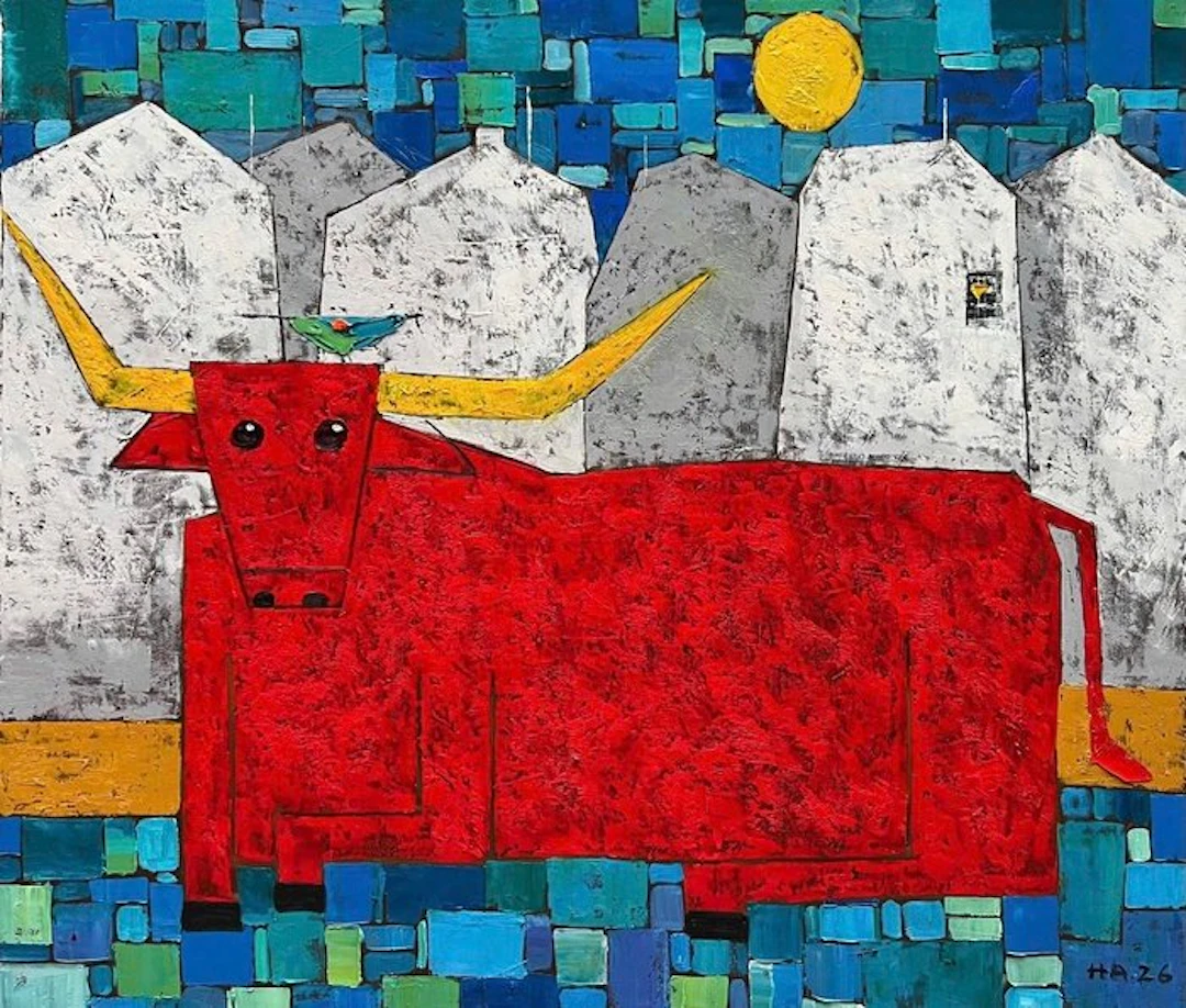 Hoang Anh - La paix du Taureau Rouge (Big Size) ↑120 →140 cm
