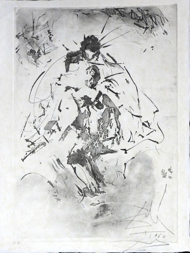 Salvador Dali (1904-1989) - Isis Soutenant Osiris Mutilé (Pieta) - papier Japon