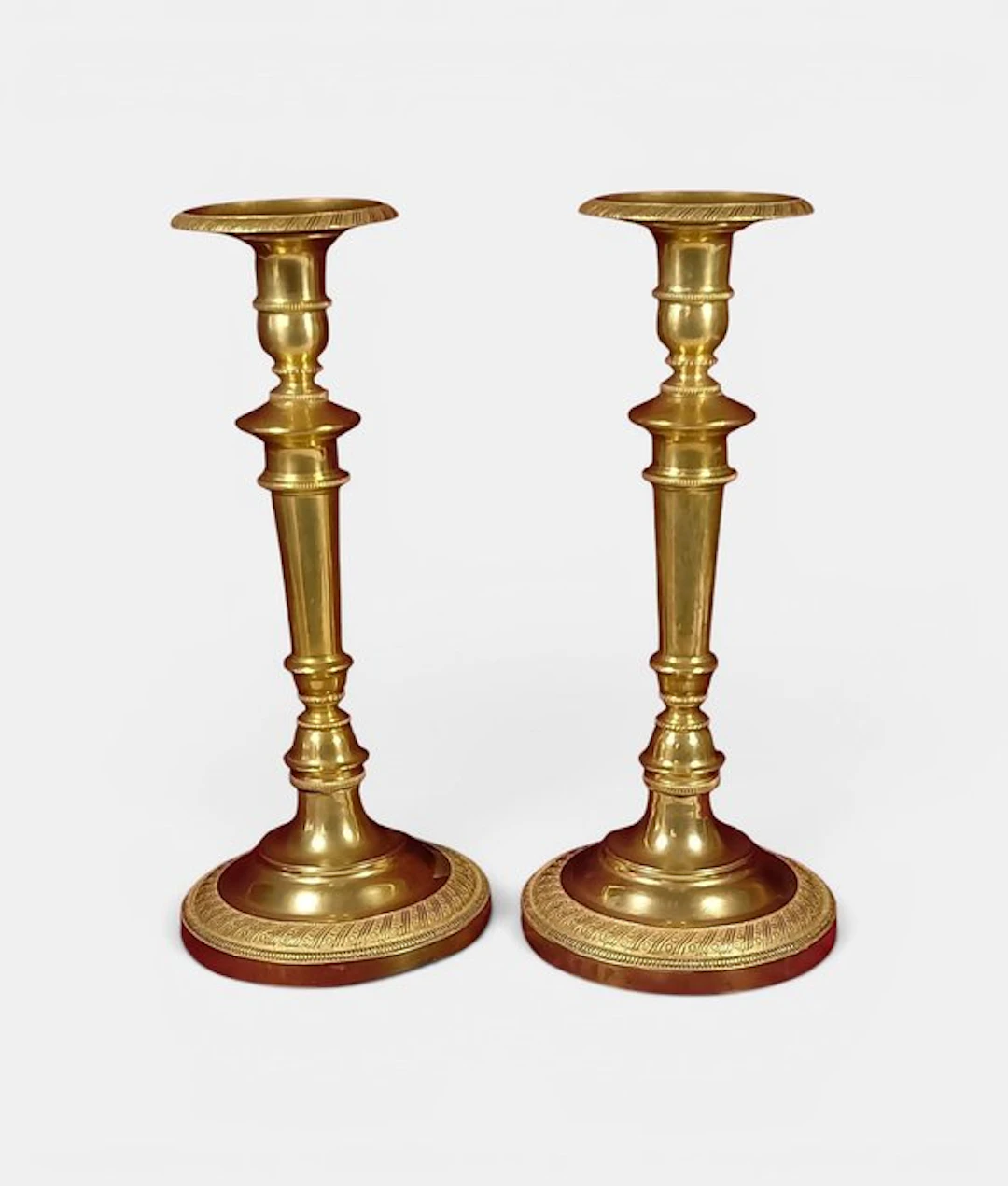 Candlestick (2) - Gilt brass, Gilt bronze