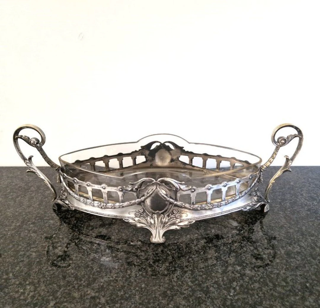 Jardinière - Silverplated, Glass
