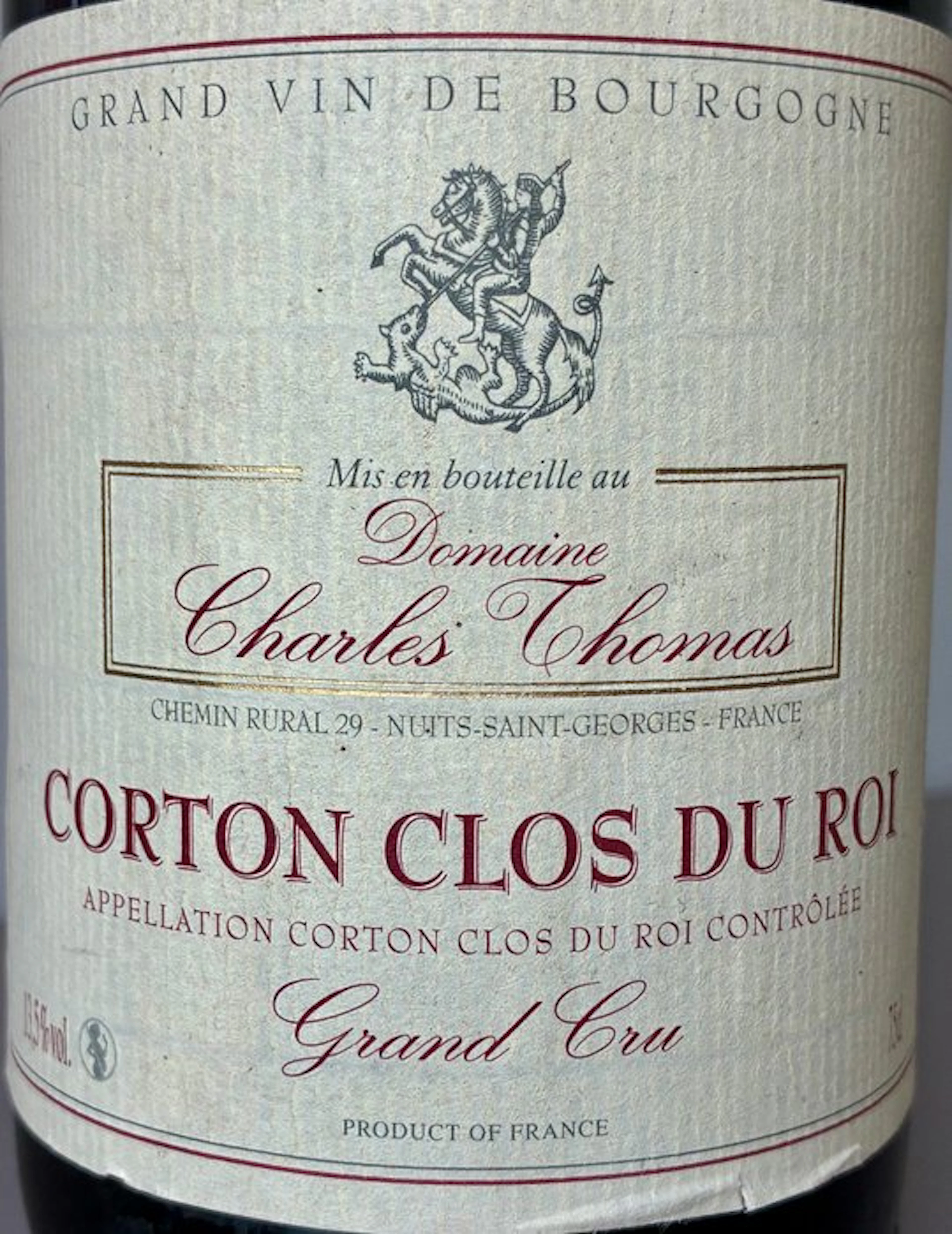 2002 Domaine Charles Thomas - Corton Clos du Roi Grand Cru - 1 Bottle (0.75L)