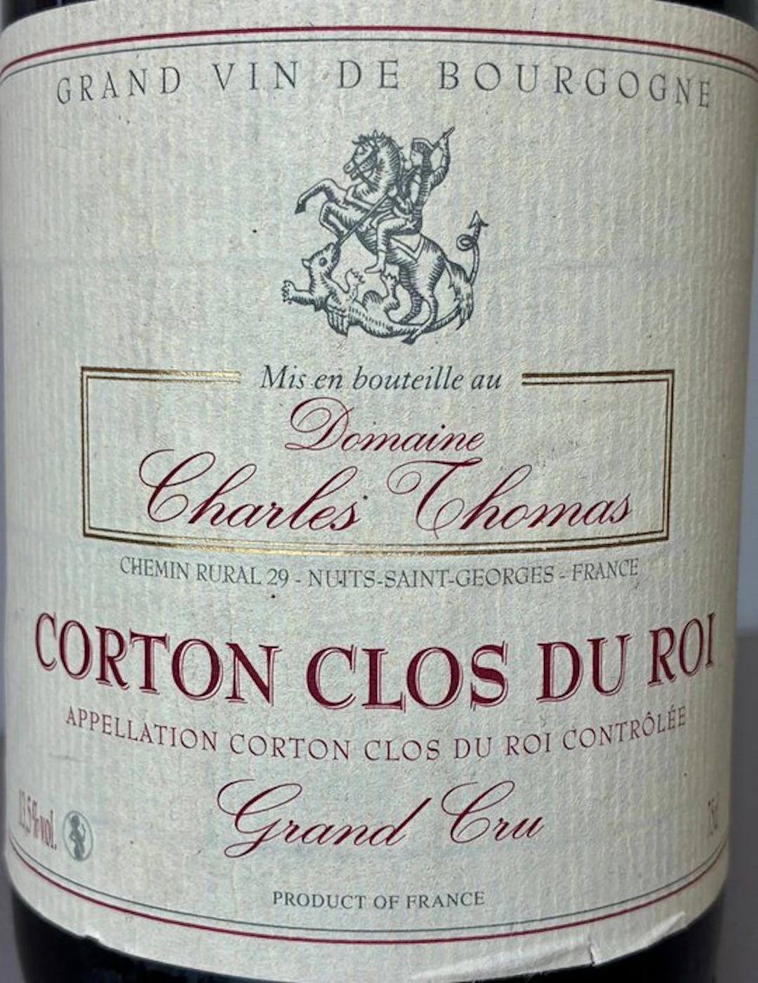 2002 Domaine Charles Thomas - Corton Clos du Roi Grand Cru - 1 Bottle (0.75L)