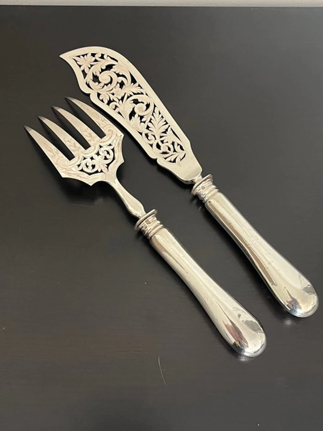 Fish serving set - .950 silver - French, mid 19th century