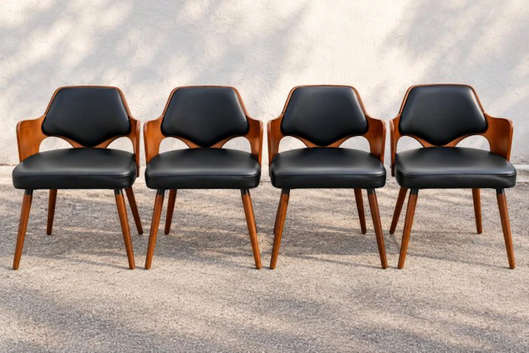 Chair (4) - Walnut - Mid-century vintage