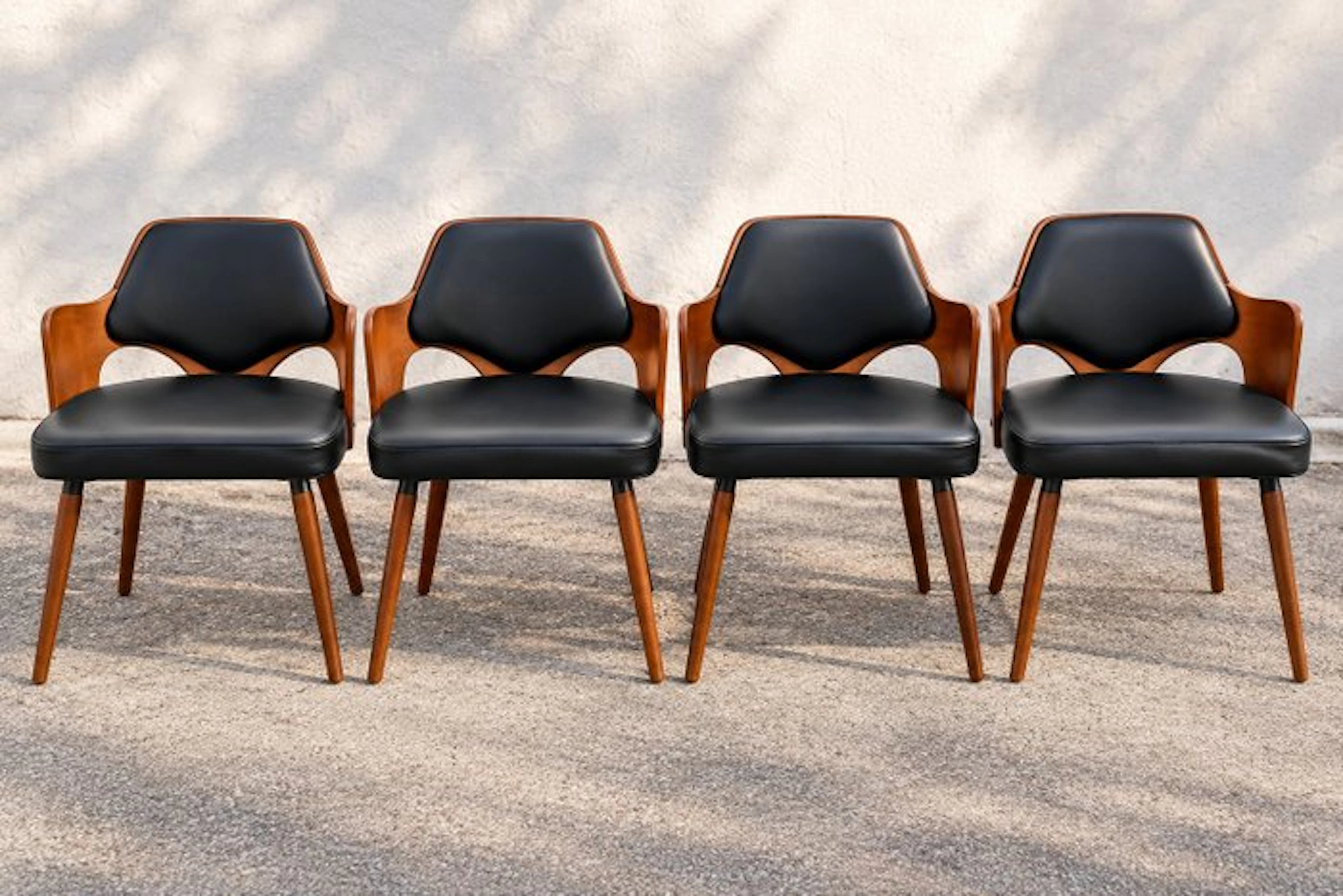 Chair (4) - Walnut - Mid-century vintage