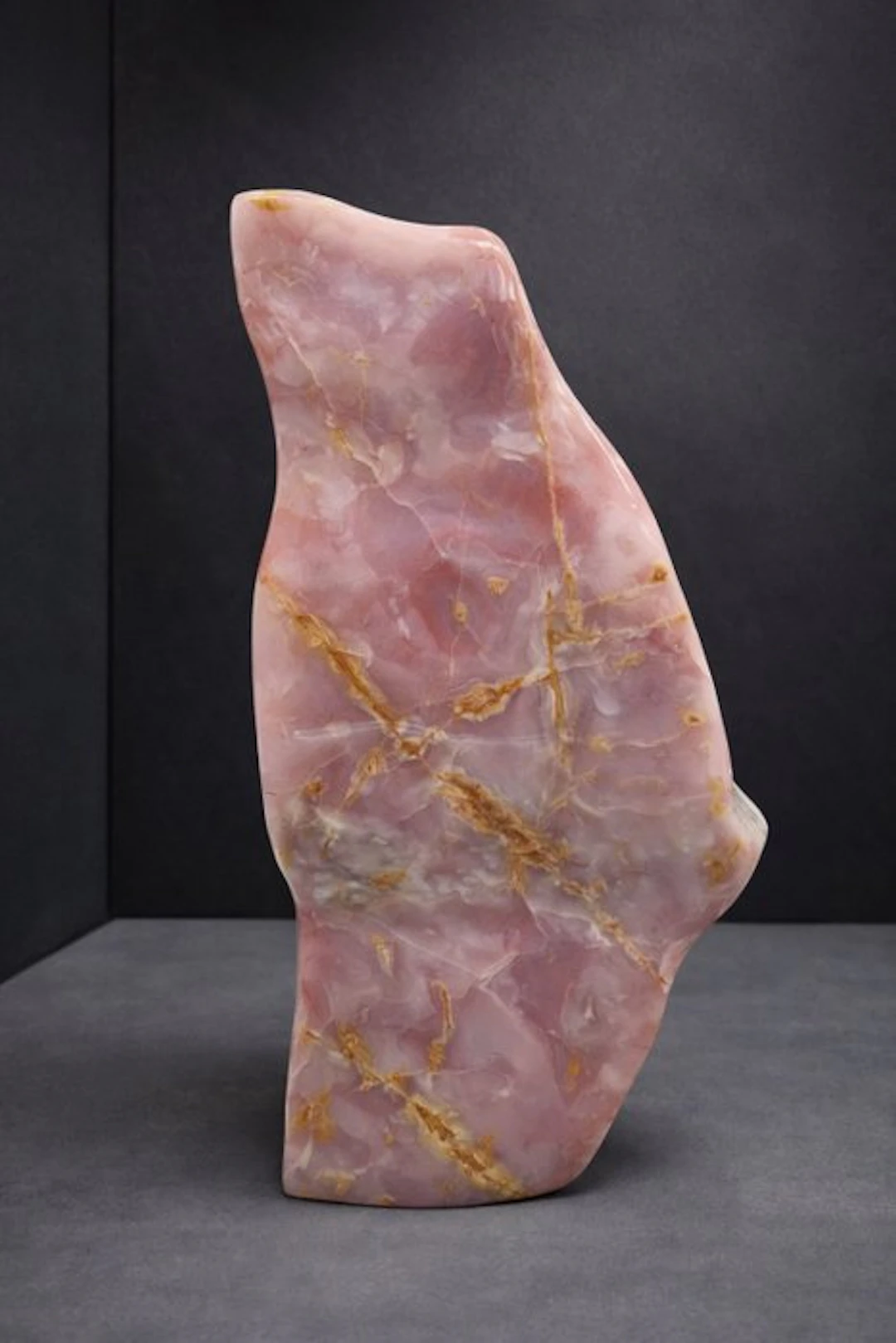 Unique Pink Onyx Statement Sculpture - with Natural Dual...