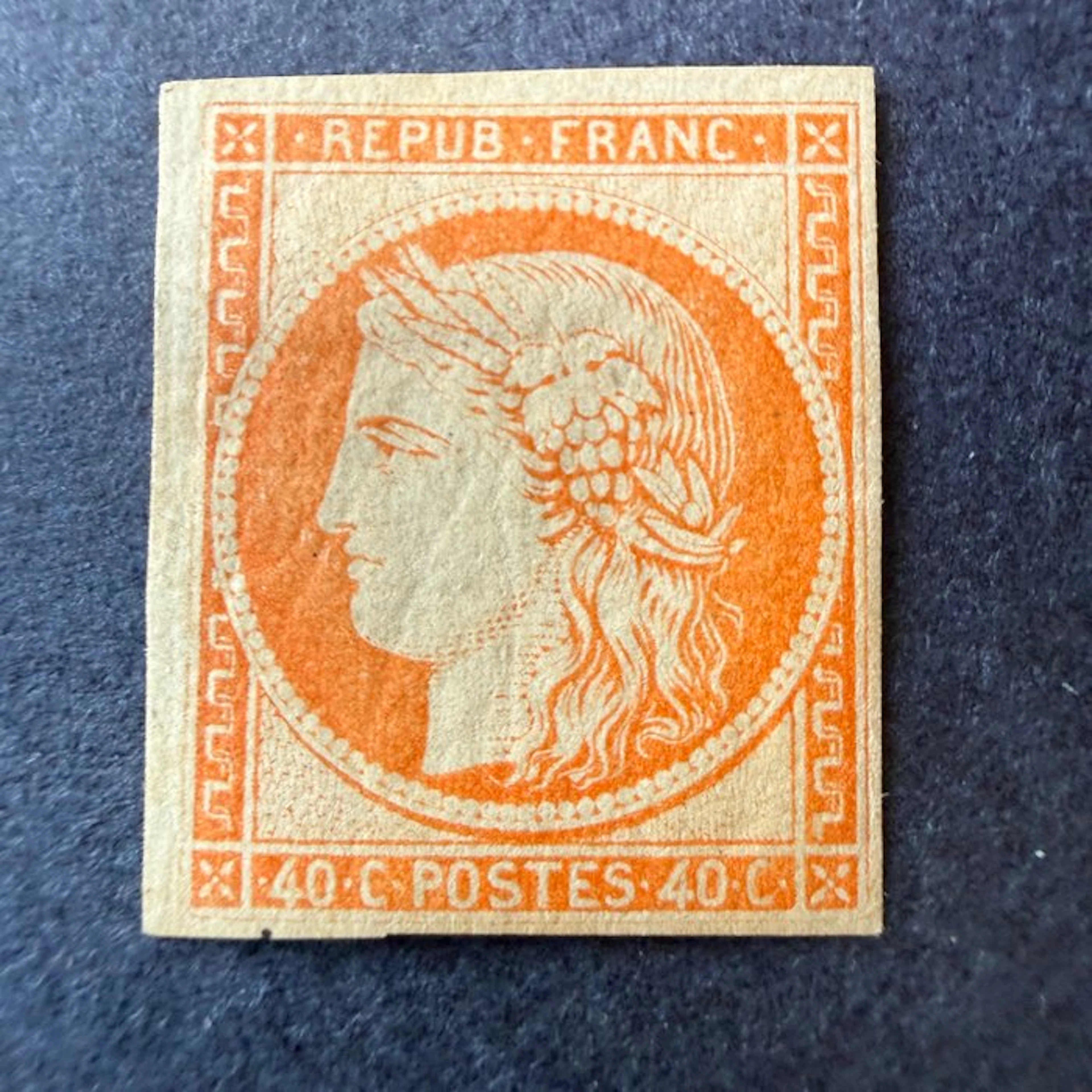France - Yvert 5g, "Ceres 40c orange" reprint of 1862 in mint condition * . TB.