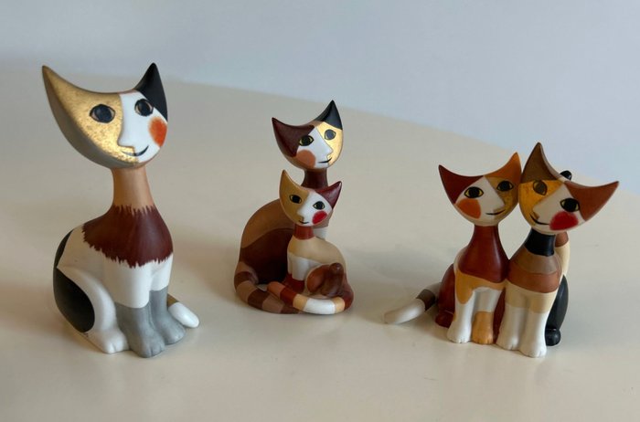 Goebel - Rosina Wachtmeister - Statue, Katzen familie - 10 cm - Porcelain